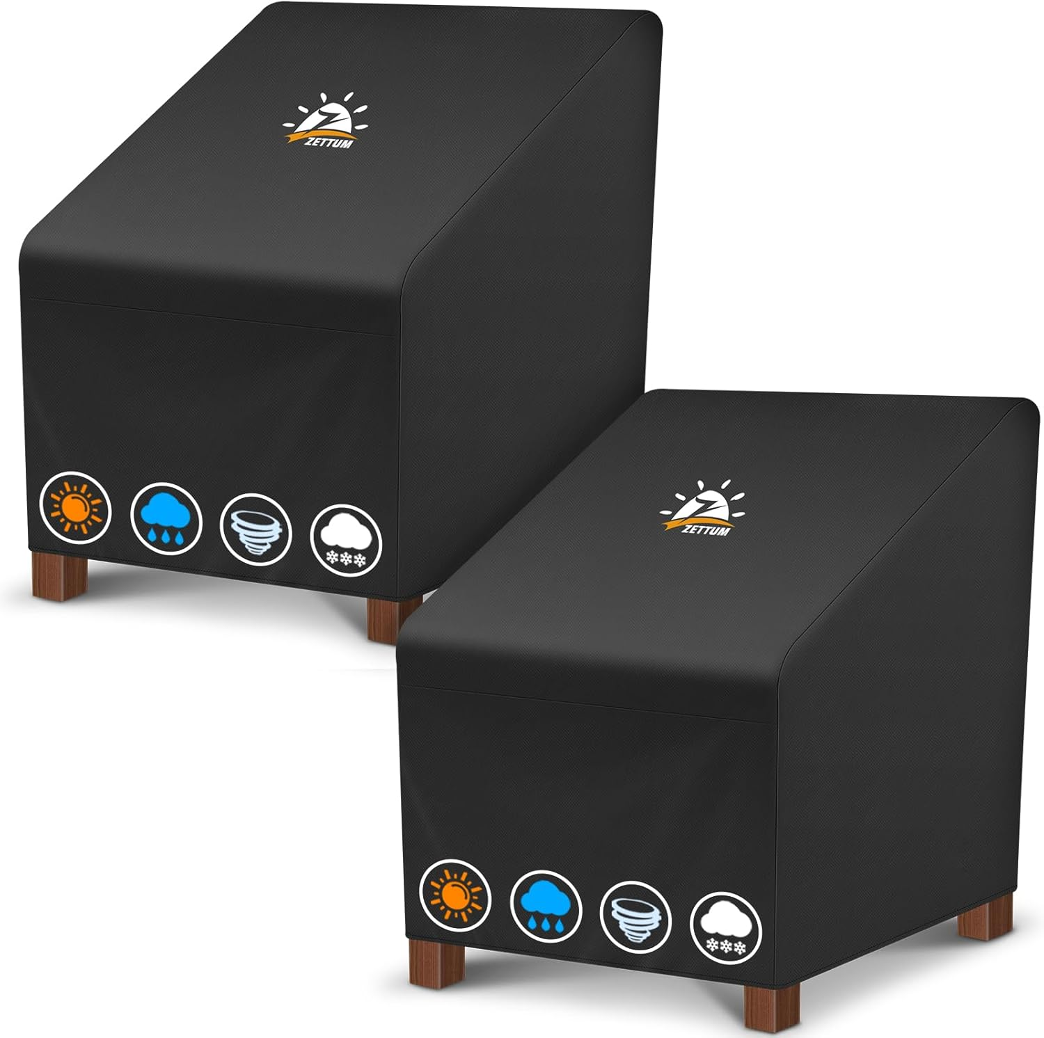 Zettum Patio Chair Covers 2 Pack - 600D Outdoor Chair Cover Waterproof & Heavy Duty, Lawn Lounge Furniture Cover for Wicker Chair, Swivel Chair, Rocking Chair, Single Sofa Chair - 32 X 38 X 36 Inch image number 2