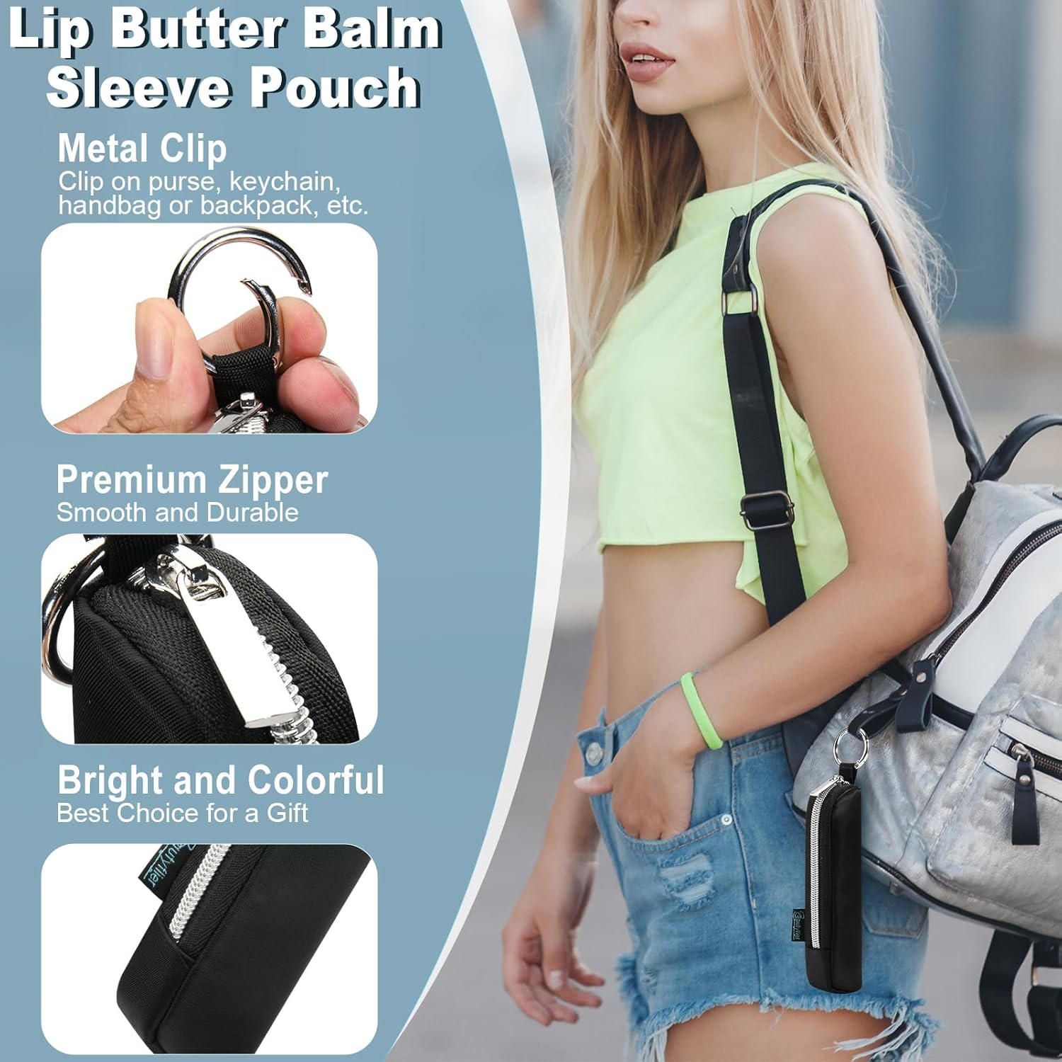 Beautyflier Tinted Lip Butter Balm Keychain Holder Compatible with Summer Fridays 0.5 Oz Lip Balm, Attachment for Summer Fridays, Shine Lip Gloss Portable Holder (Black) image number 3