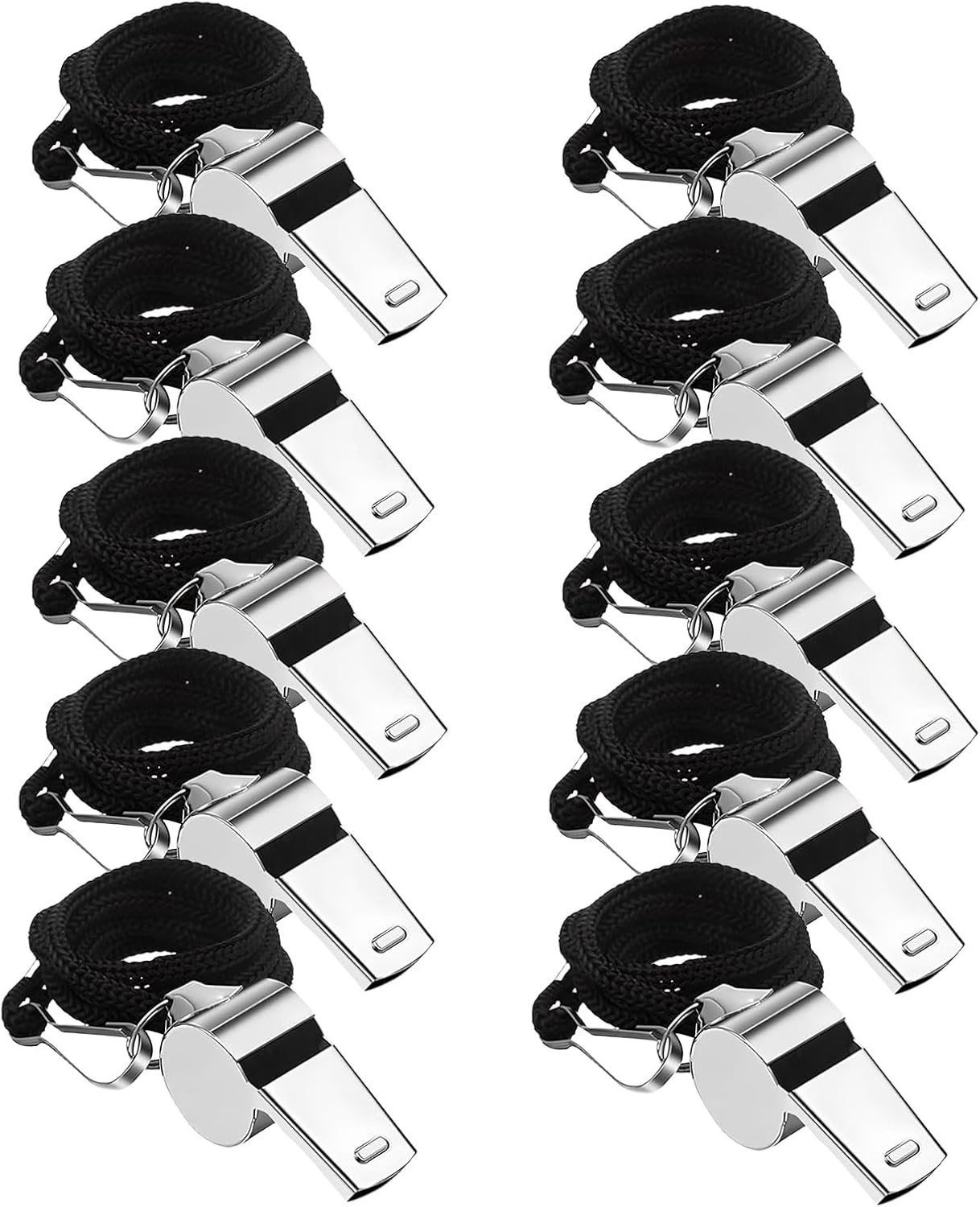 Whistle,10 Pcs Stainless Steel Sports Whistles,Coach Whistles Metal Whistle with Lanyard,For Whistle Sport,For Referees, Coaches, Polices, Training, Outdoor Sports and Emergency image number 5