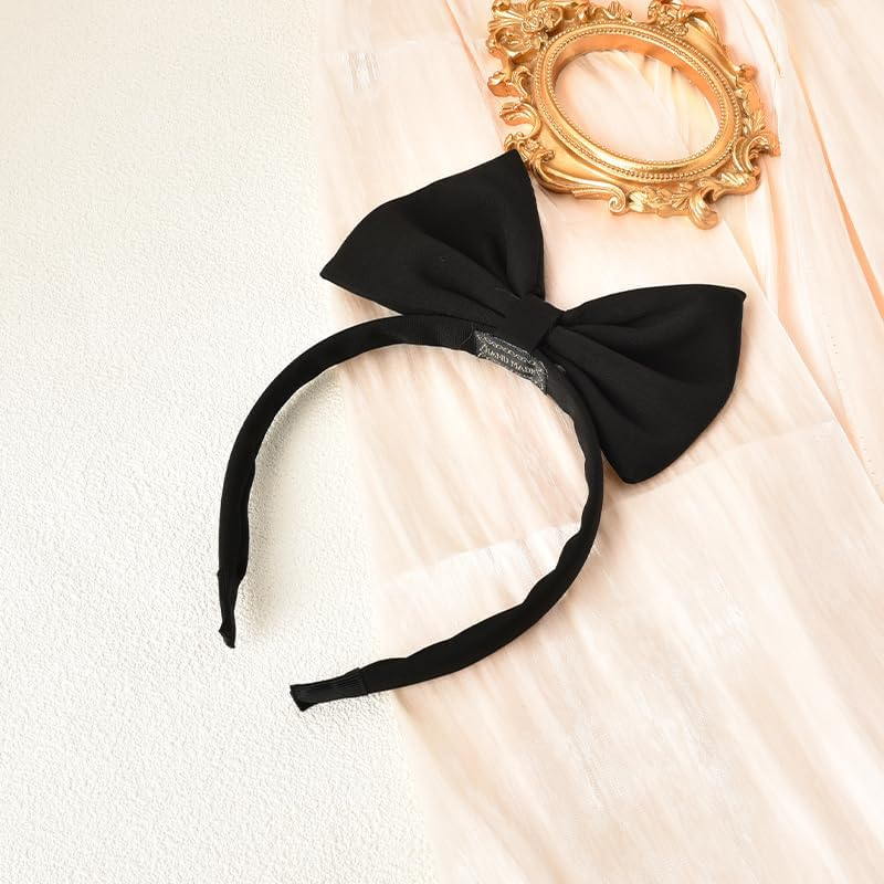 Black Hair Bow Bowknot Headbands for Women Girls Big Bow Headband Head Bands with Bow Hair Bands for Women'S Hair Non Slip Cosplay Headband Birthday Christmas Party Hair Accessories for Women image number 6