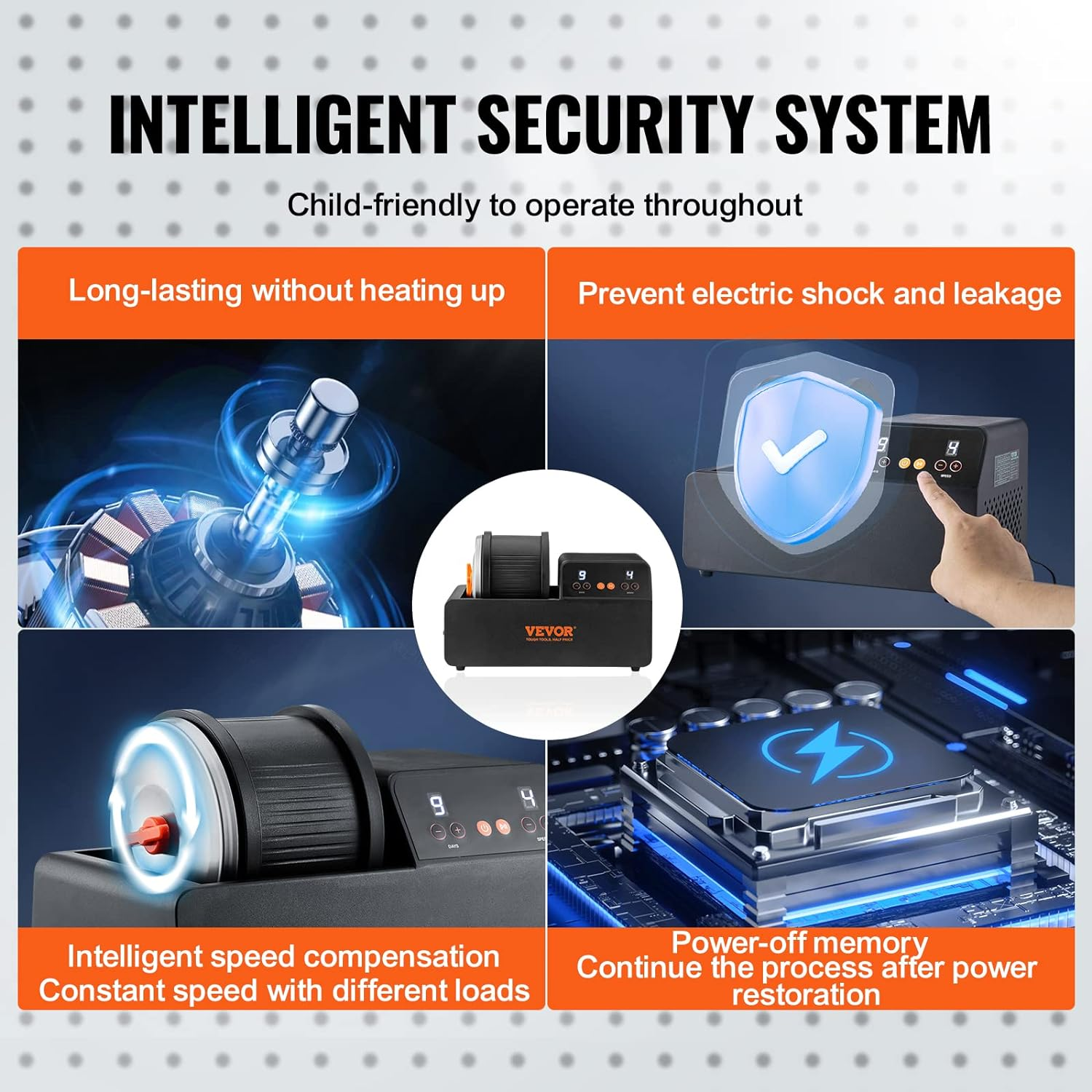 VEVOR Direct Drive 3LB Rock Tumbler Kit, 4-Speed/9-Day Timer,Professional Rock Polisher with Rough Gemstones/Grits/Jewelry Fastenings,Stone Polishing Kit for Family Fun Time,Stem Adults Kids image number 2