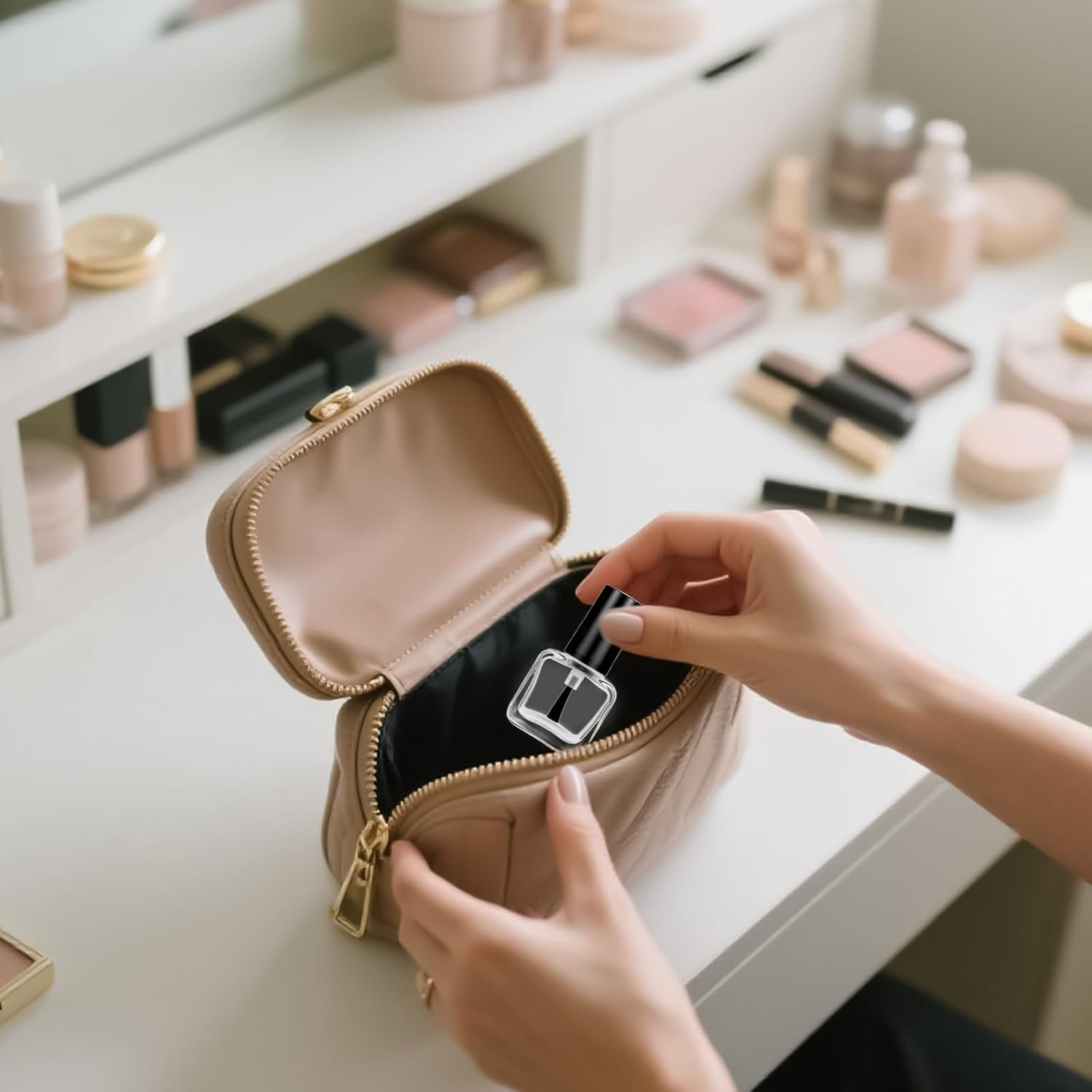 Alrhso 4Pcs Empty Nail Polish Bottles with Brush 5ML Small Glass Gel Polish Bottles Nail Refill Bottle Clear Nails Bottle with Applicator for Liquid Fingernail