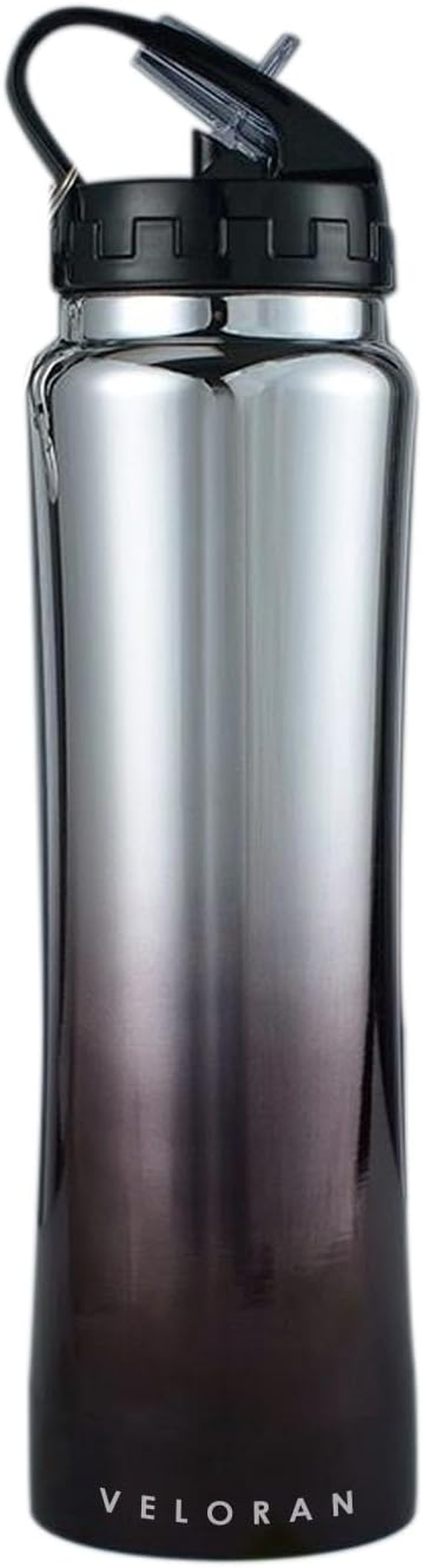 750Ml Insulated Water Bottle with Unique Easy-Grip Design, Straw, and Cleaning Brush - One-Handed Access, Stylish Hydration Companion (Stainless Steel Black)
