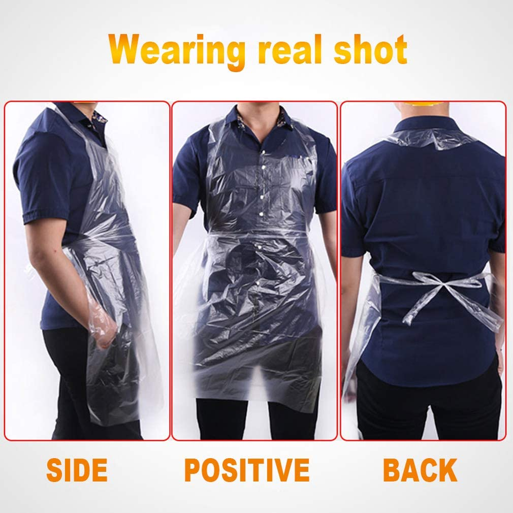 Unipleased Disposable Aprons (100 Count), Plastic Apron for Painting Party, Cooking, Housework, Picnic Etc. image number 3