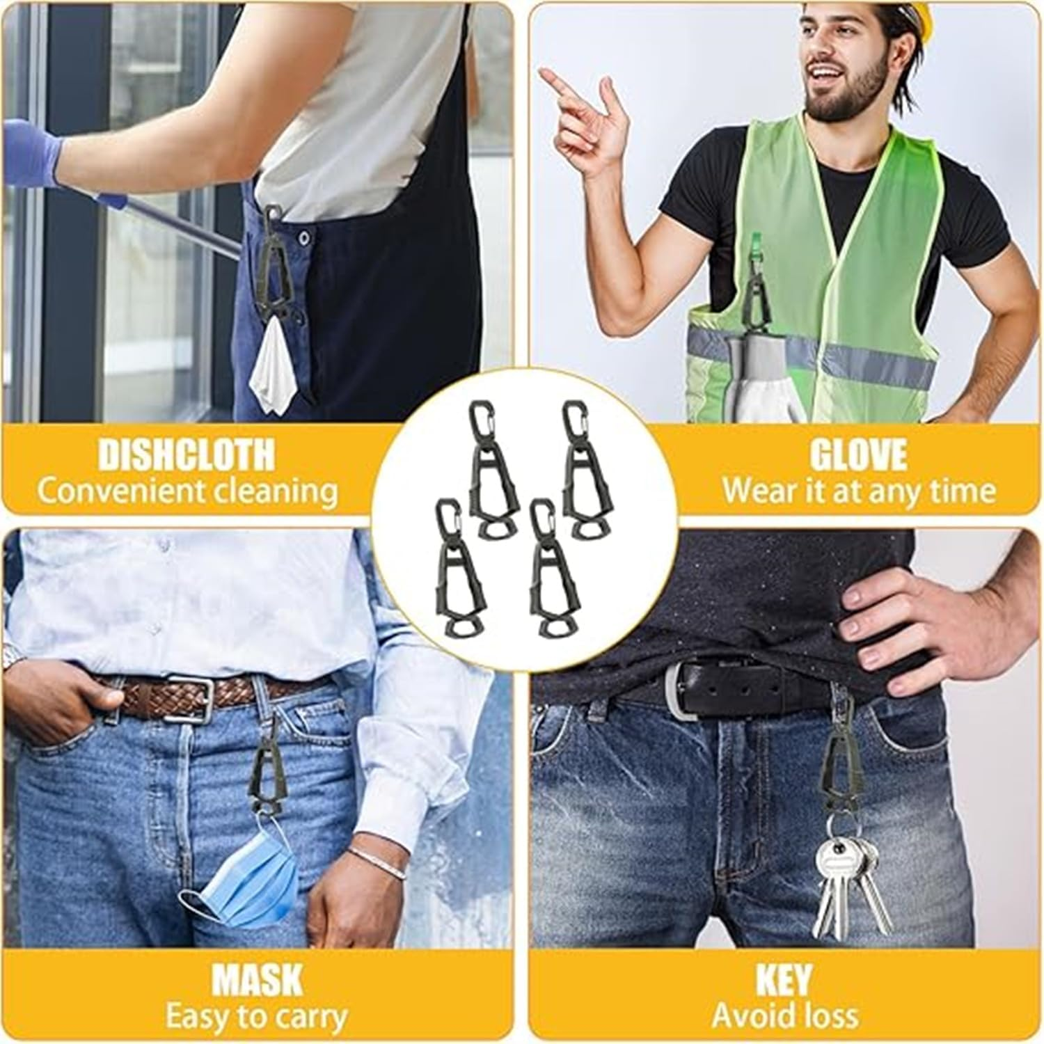 4Pcs Glove Clips for Work Glove Holder,Belt Clip Safety Glove Grabber Holder Clip,Prevent Loss, Keep Hands Free,For Construction Work Accessories image number 4
