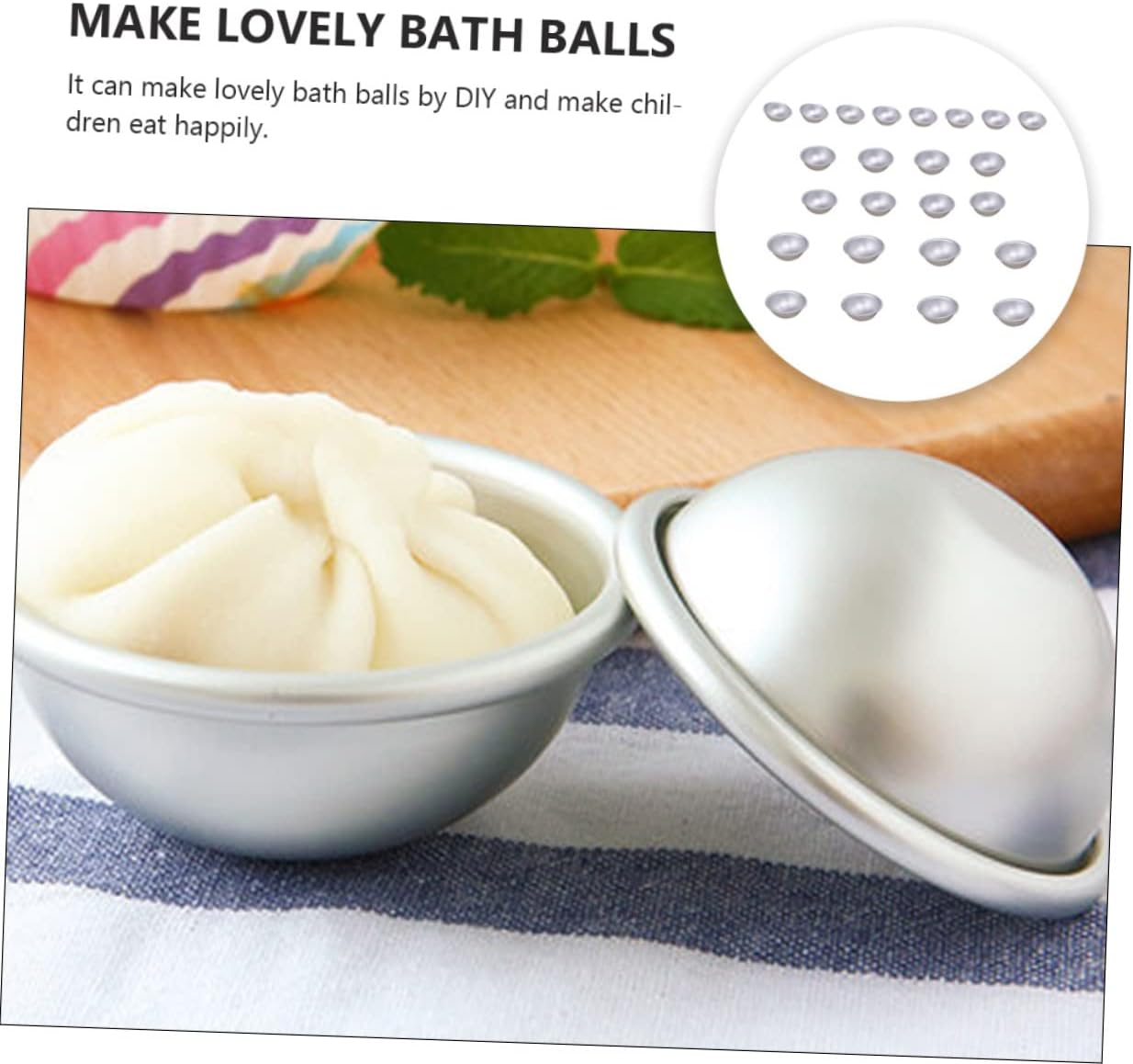 KALLORY 24Pcs Semicircle Bath Bomb Molds Boys and Girls Bath Bombs for Women Shower Salt Balls image number 4