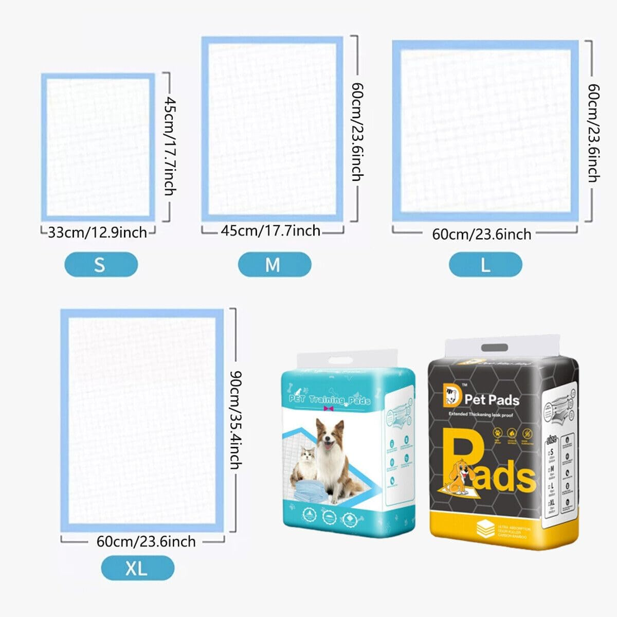 Pet Training Pads Puppy Dog Toilet Pee Indoor Super Absorbent Leak-Proof 4Sizes (Classic,L-40Pcs 60*60Cm) image number 3