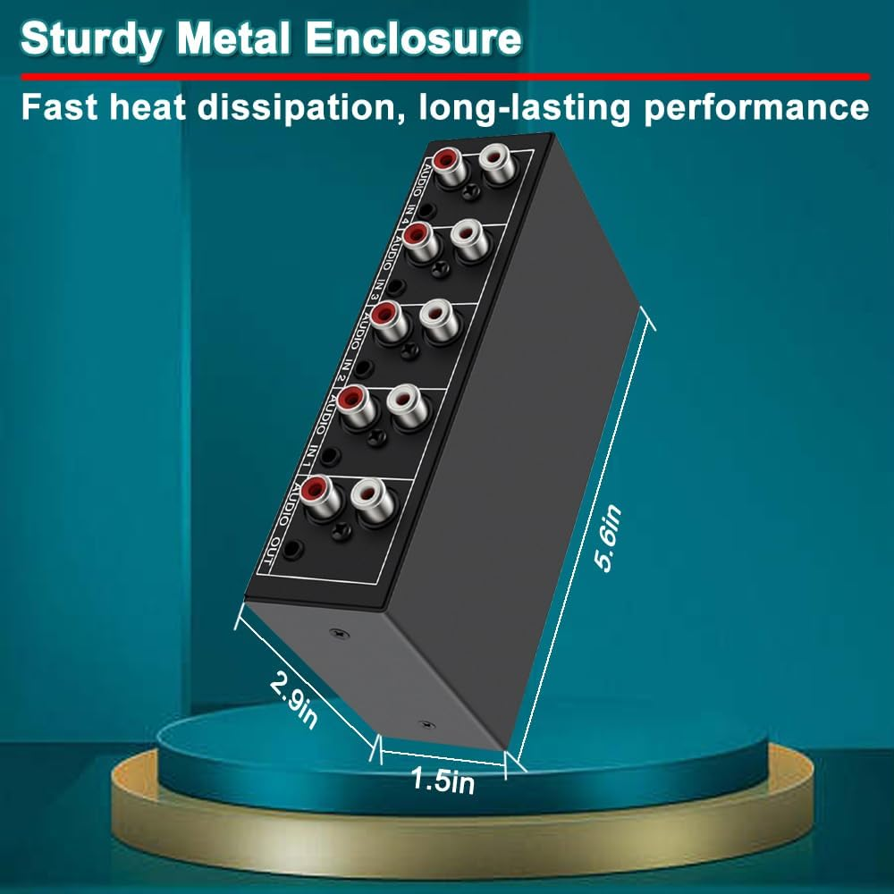 Flyroadup 3.5Mm Aux + RCA L/R Audio Switch 4 in 1 Out Stereo Audio Switcher Box image number 2