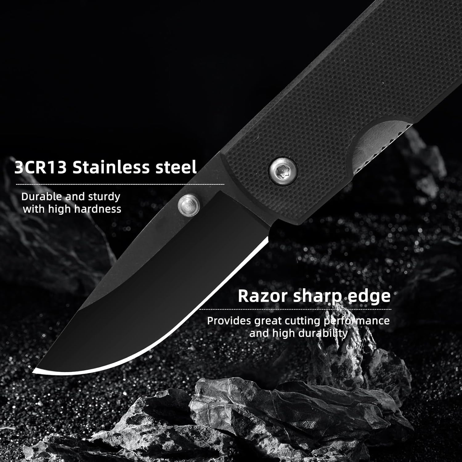 EDC Pocket Knife G10 Handle 5.7Cm Blade Mini Folding Knife, Sharp Camping Hiking Knife with with Carabiner, Unique Tool for Daily Use and Outdoor - Ak034 image number 4