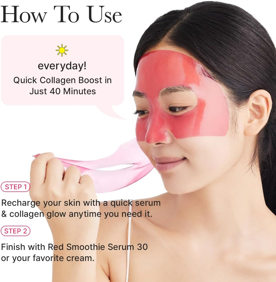 ARENCIA Red Collagen Jello Mask, Plump & Hydrating X 4Ea, Overnight Hydrogel Mask for Dry, Mature Skin, Packed with Collagen, 5 Peptides, 2% Niacinamide image number 6