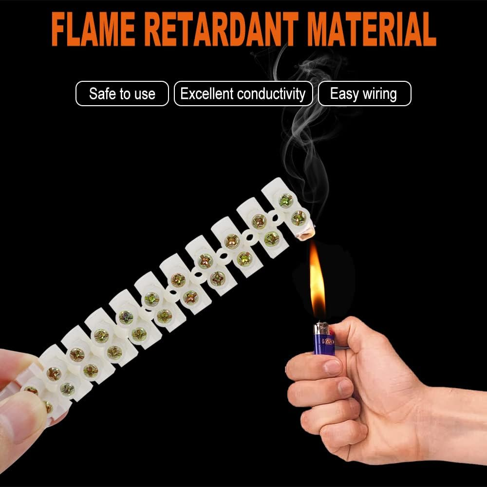 10 Pcs 12 Position Dual Row Terminal Strip, Electrical Barrier Wire Connector Block, Screw Terminal Barrier Block,Euro-Style Terminal Block Barrier Strip, Nylon Terminal Barrier Block (20A) image number 1