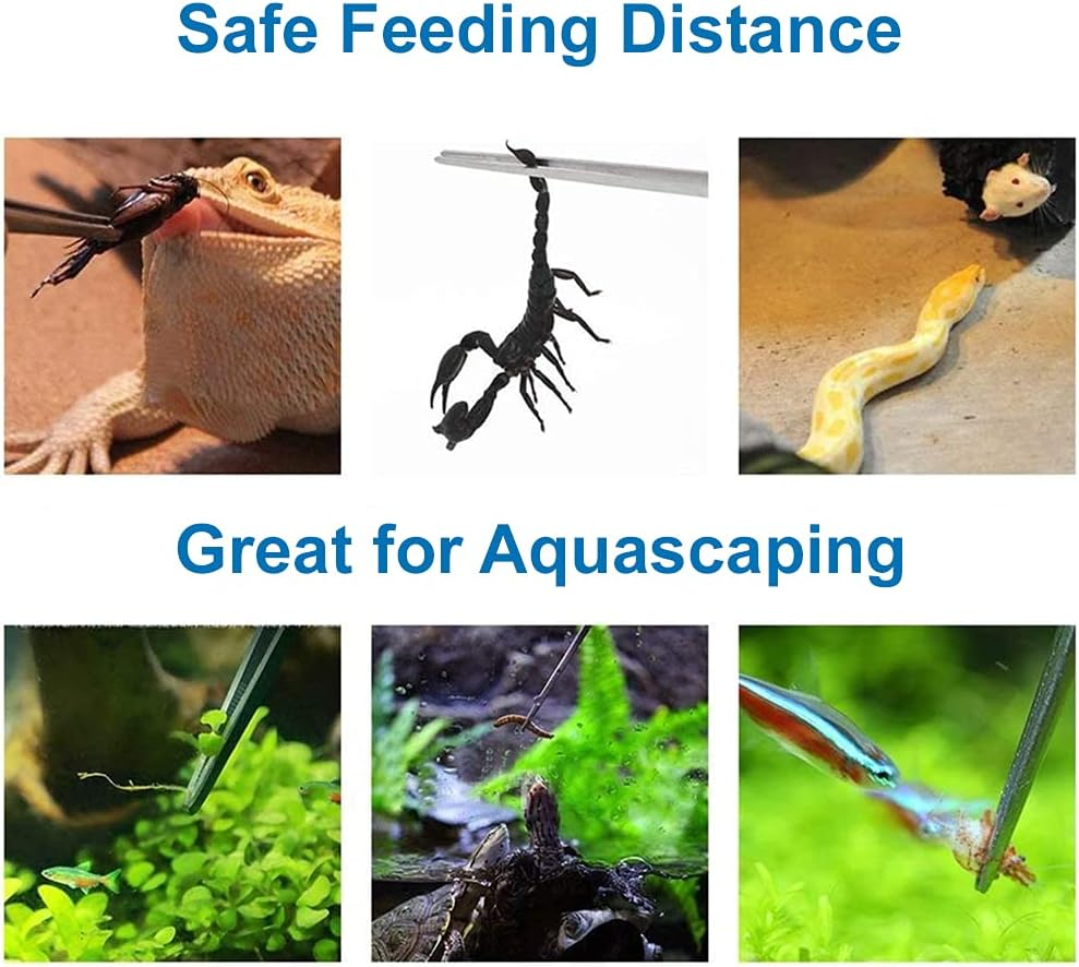 MMOBIEL 2 Pcs Stainless Steel Tweezers/Tong 27Cm / 10.6 Inch Extra Long Straight/Curved with Precision Serrated Tip for Aqua Scaping, Garden Work, Cooking, Industrial Work, Laboratory Use. image number 1