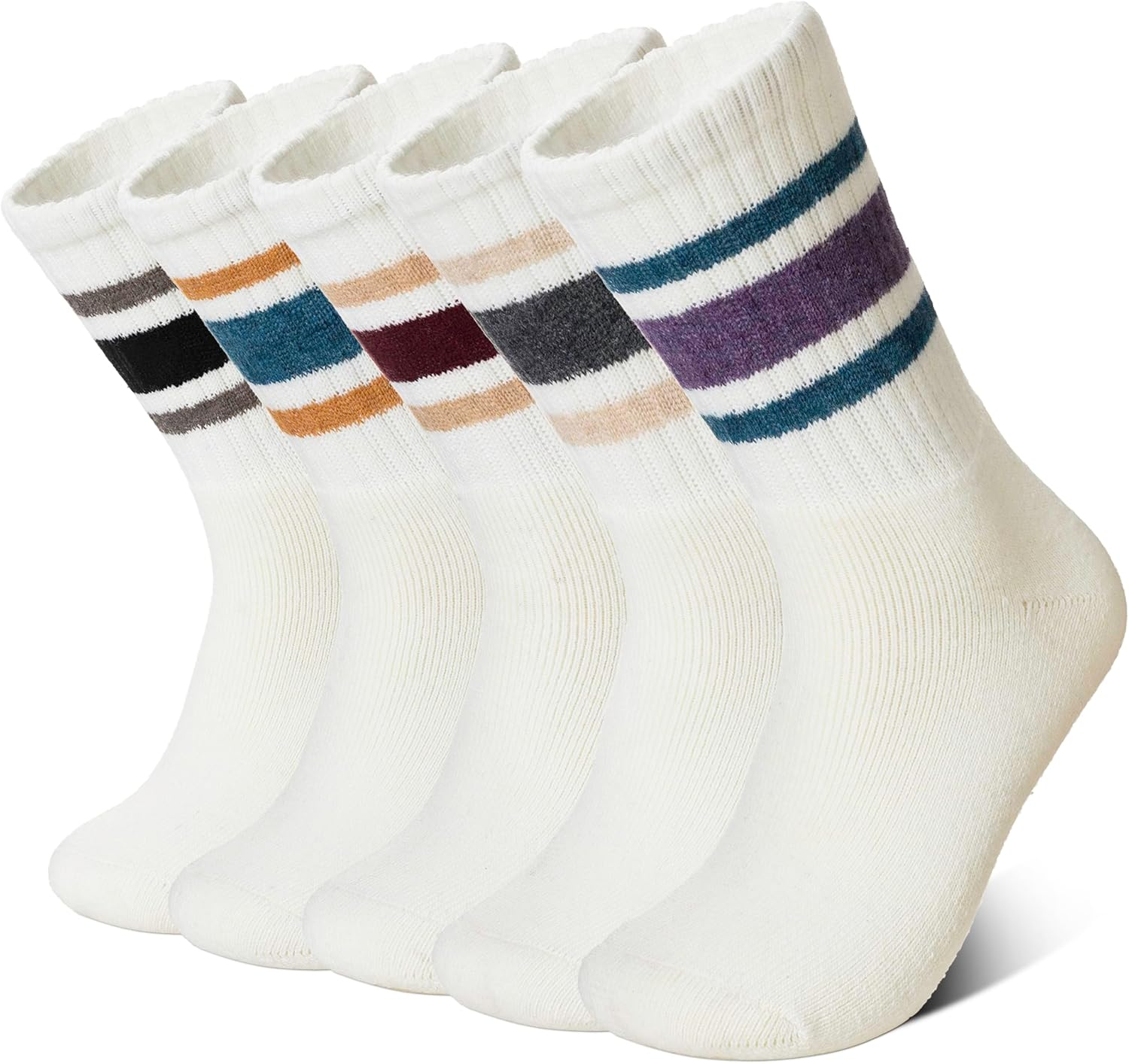 Merino Wool Socks for Women 5 Pairs Warm Winter Hiking Thick Thermal Cozy Boot Work Soft Ladies Crew Socks