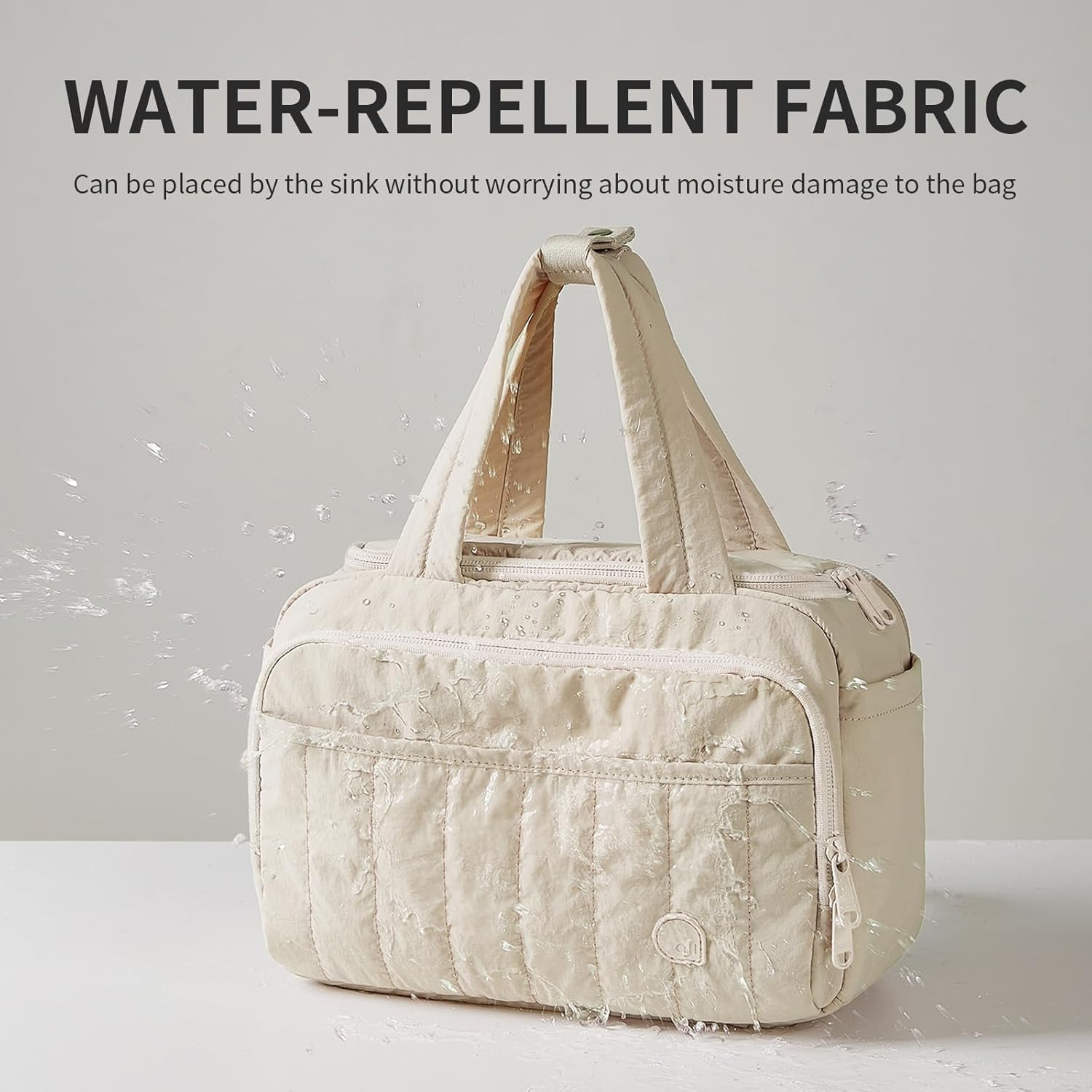 AJI Toiletry Bag Makeup Bag: Travel Toiletry Bag Cosmetic Bag - Lightweight Water-Resistant Travel Makeup Bag - Multiple Pockets Makeup Case for Makeup Storage Travel Toiletries (Milkshake White) - Milkshake White image number 2