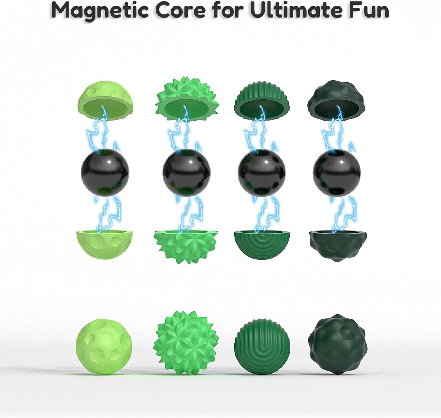 Magnetic Sensory Fidget Balls - 8 Pcs Stress Relief Sensory Ball, Silicone Sensory Toys for Adults, Teens, Calming down Anxiety, Autism, ADHD, Office Desk Toy, Stocking Stuffer for Men Women Teen Gift image number 2