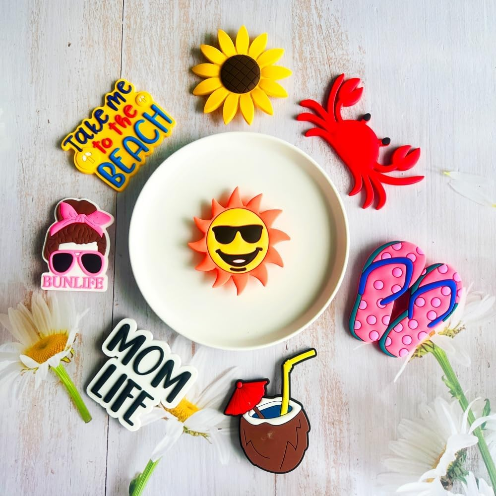 Mcmioeat 9Pcs Bogg Bag Accessories,Bogg Bag Charms Beach Tote Bag Rubber Beach Bag, Decoration Charms for Girls Women, Rubber