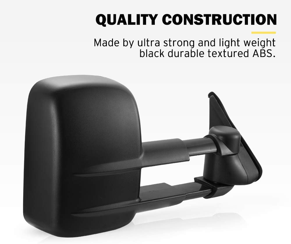 SAN HIMA Pair Towing Mirrors Fits Patrol GU Y61 1997-2016 - Extendable Manually Foldable 20CM Split View Durable & Stylish Tow Mirrors, Black image number 5