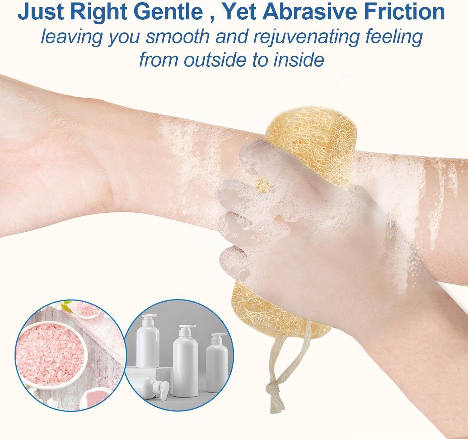 Natural Loofah Sponge (4 Packs), 6&ldquo; Natural Loofah Exfoliating Body Scrubber Egyptian Loofa Eco 100% All Natural Luffa Cleaning for Men Women Deep Clean Skin image number 2