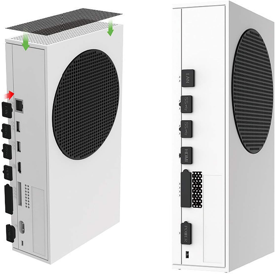 Dust Plugs Compatible with Xbox Series S, Dust Filter Kit Compatible with Xbox Series S, Include 8 Silicone Series S Dust Protector and 2 PVC Series S Mesh Filter Covers - White Series S image number 4