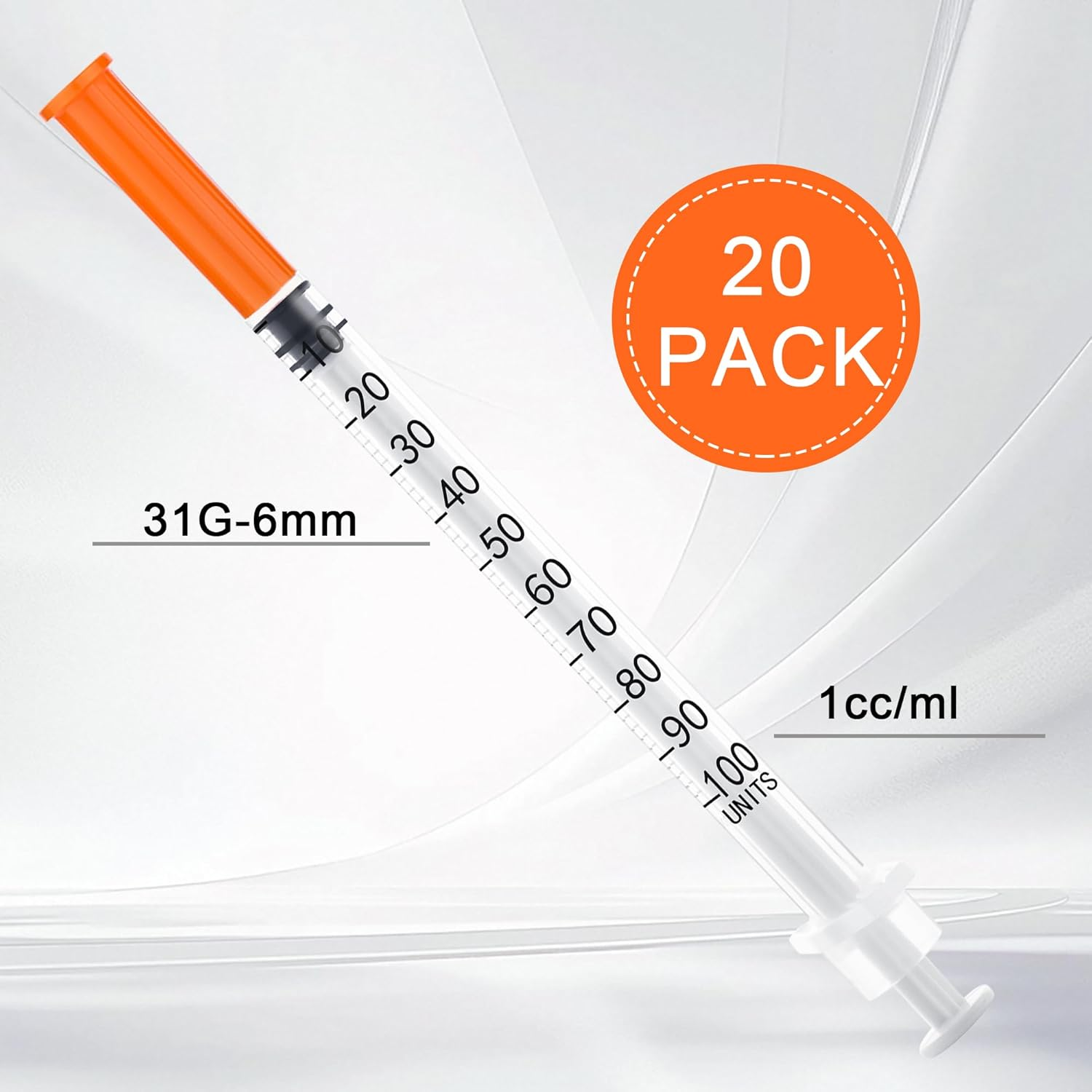 20Pack 1Ml/Cc Syringe with 31G 1/4 Inch(6Mm) Needle Lab Dispensing & Measuring Supplies, Individually Packaging