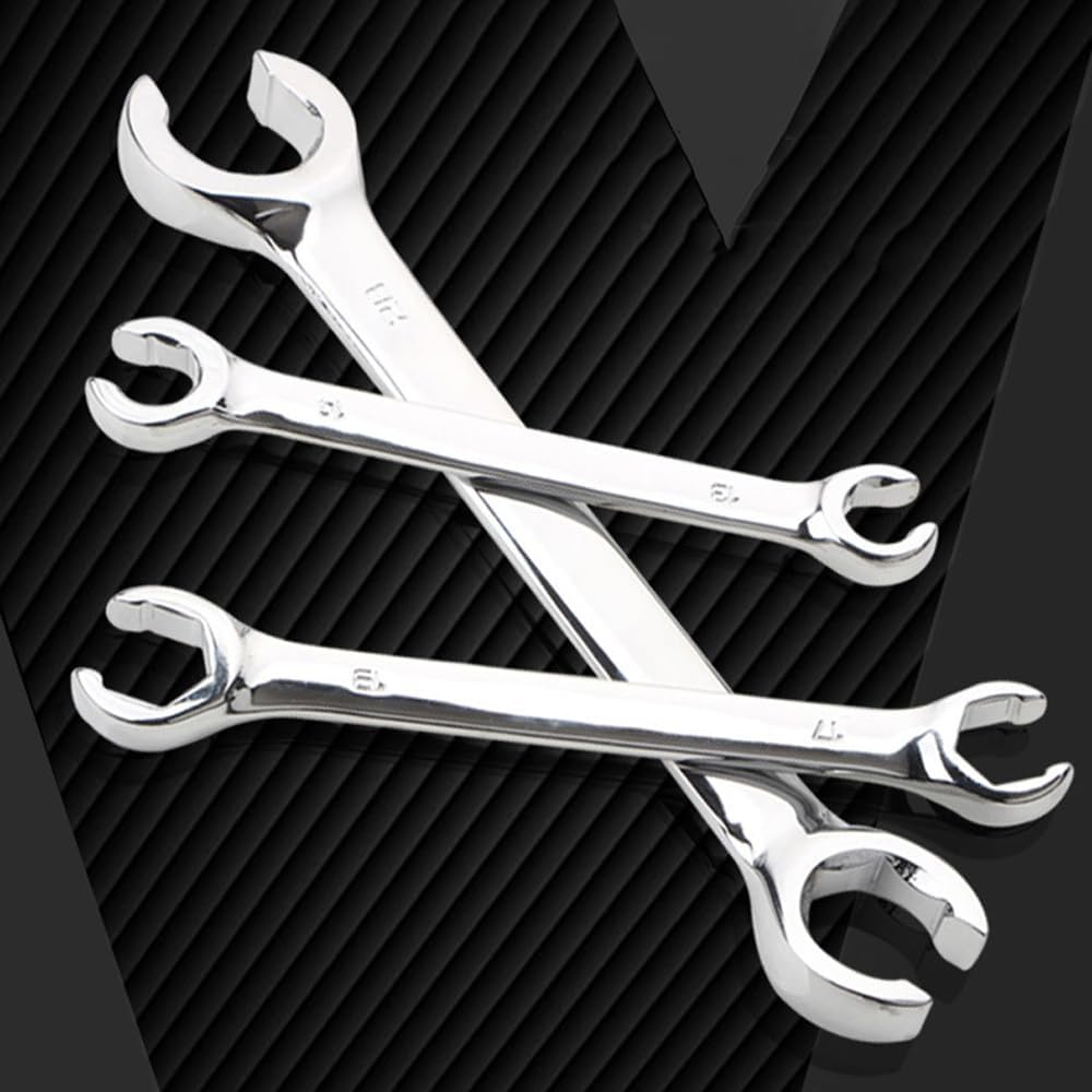 Flare Nut Spanner Set, 8 Piece Metric Line Wrench Set (6Mm&ndash;22Mm), Double Opening Oil Pipe Wrench Set with Organizer Box for Brake, Fuel and Hydraulic Lines Mechanics and Automotive Repair image number 4