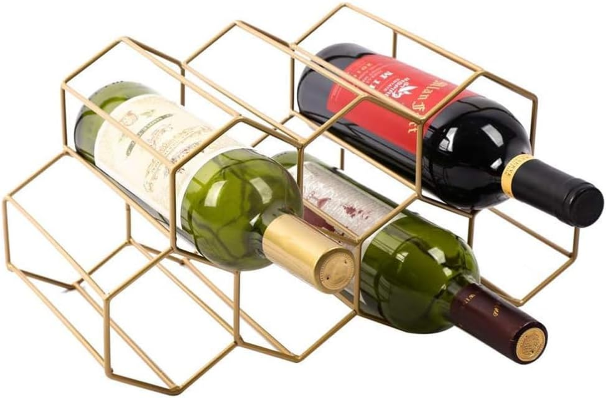 6-Bottle Wine Rack, Free Standing Metal Wine Holder, 3-Tier Countertop Wine Storage Organizer for Kitchen, Cabinet, Bar or Cellar, Vintage Copper Finish