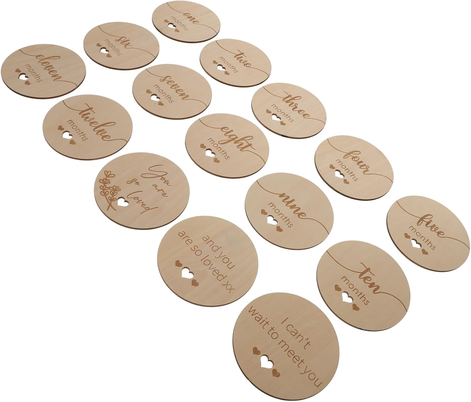 1Set Cards Wooden Monthly Growth Announcements for Photo Props to Track Newborn Development and Capture Cherished Memories image number 1