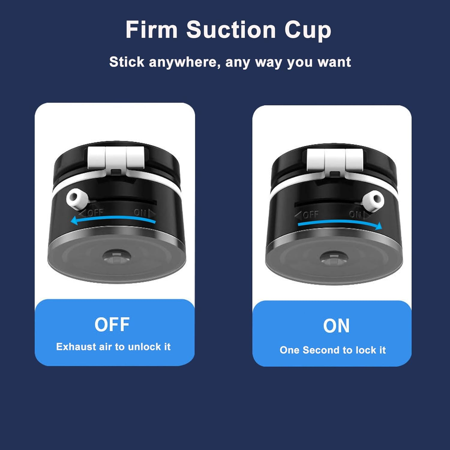 ROUMAYMAY Car Phone Holder Vacuum Suction Mount, Foldable Cup 360&deg; Rotation Retractable Adjustable Strong Magnetic for All Cell Phone Stand on Dashboard Vent Windshield, Black