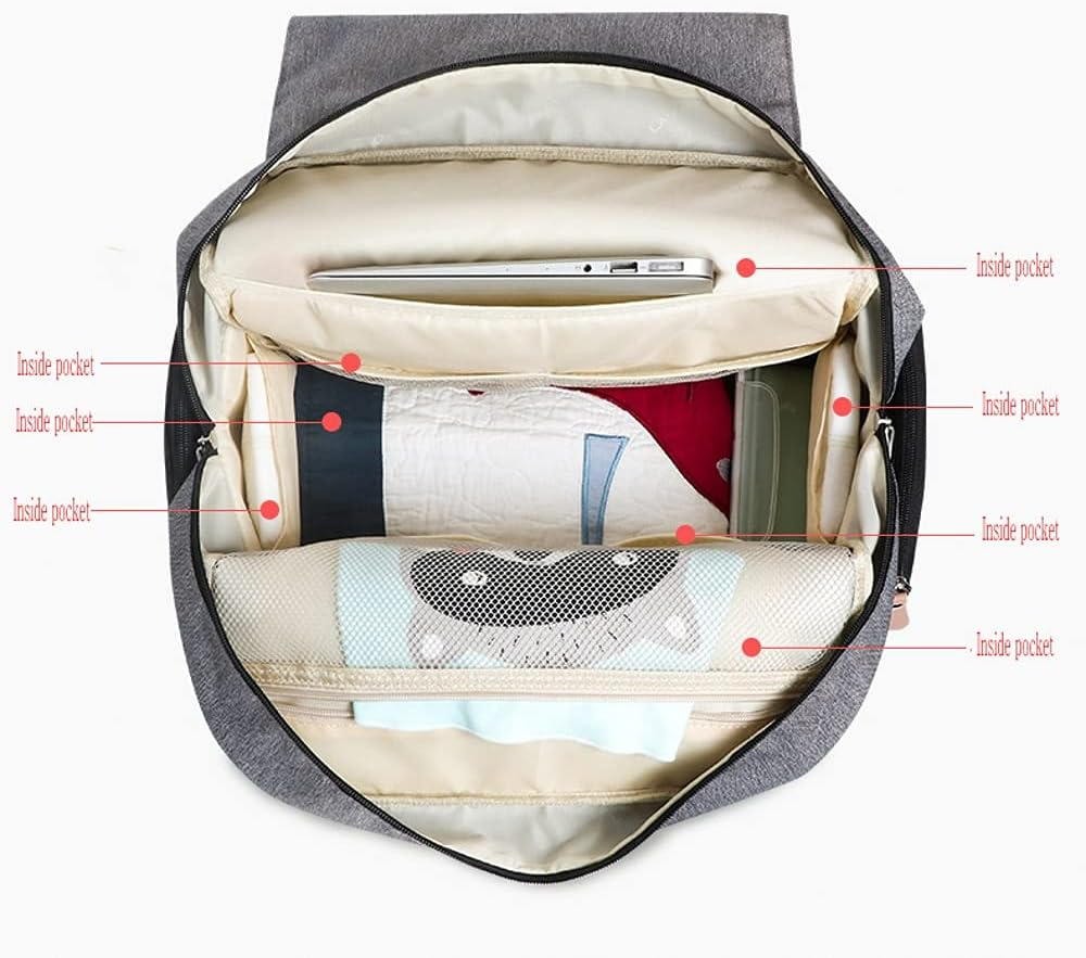 Land Diaper Bag Multi-Function Waterproof Travel Backpack Nappy Bags Insulated Compartment Pockets Wipes Pocket, Navy Blue, Large image number 6