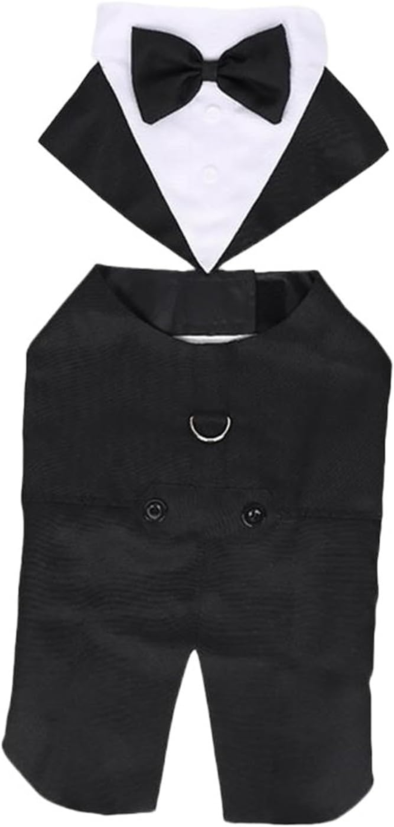 Dog Clothes Dog Pet Suit Dogs Clothes Wedding Outfits Tuxedo Puppy Tie Jumpsuit Shirts Wear Outfit Winter Birthday Tuxedos Apparel Warm (Color : Black White, Size : 2XL) image number 5