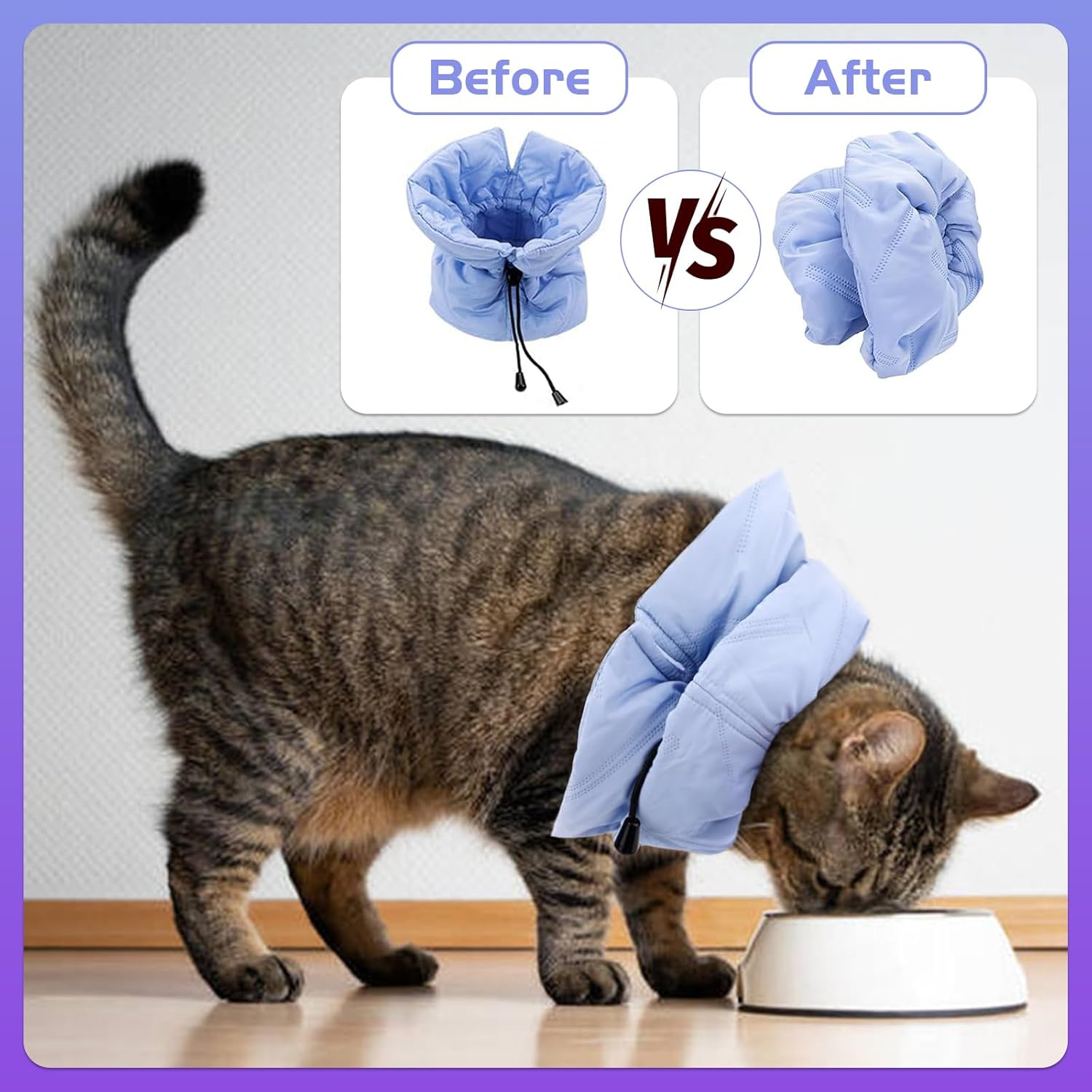 Lelepet Cat Recovery Collar, Soft Cotton Adjustable Cat Cone, Anti-Lick Cat Neck Cone, after Surgery Protective Collar, Lightweight Elizabethan for Cat Kitten Small Dog, S (Neck Girth 5.5"-9.8") image number 1