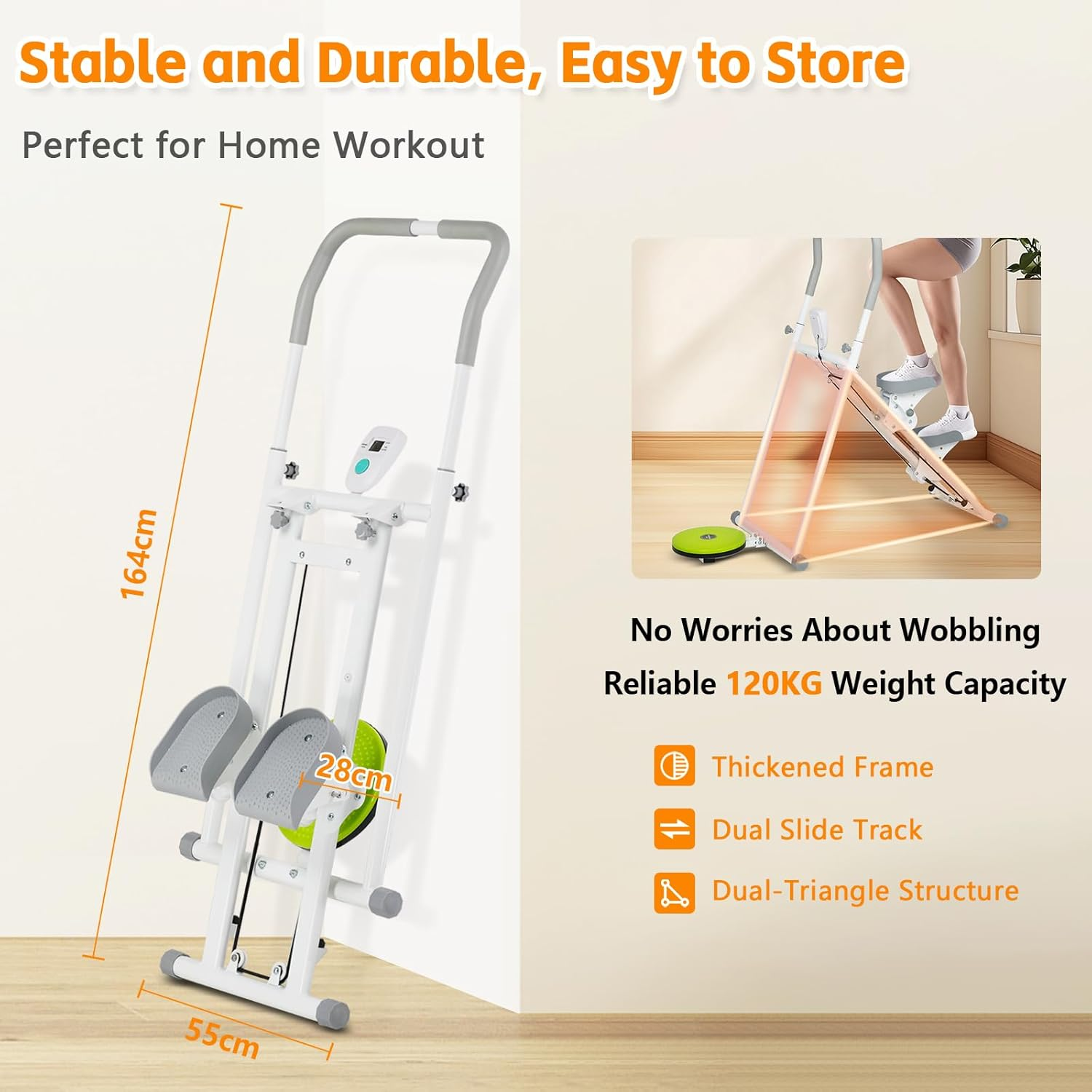 Advwin Stair Stepper for Home Exercise, Vertical Climber Exercise Machine for Full Body Cardio, Compact Stair Climber Fitness Stepper, Max 120Kg Capacity image number 4