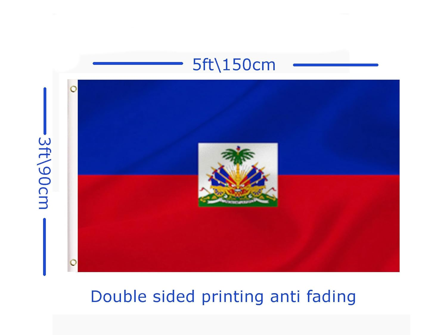 LARGE Haitian Flag, 3X5Ft Haiti Flags Banner for Indoor Outdoor Decoration of Canada Yards.Parade or Express Mood image number 1