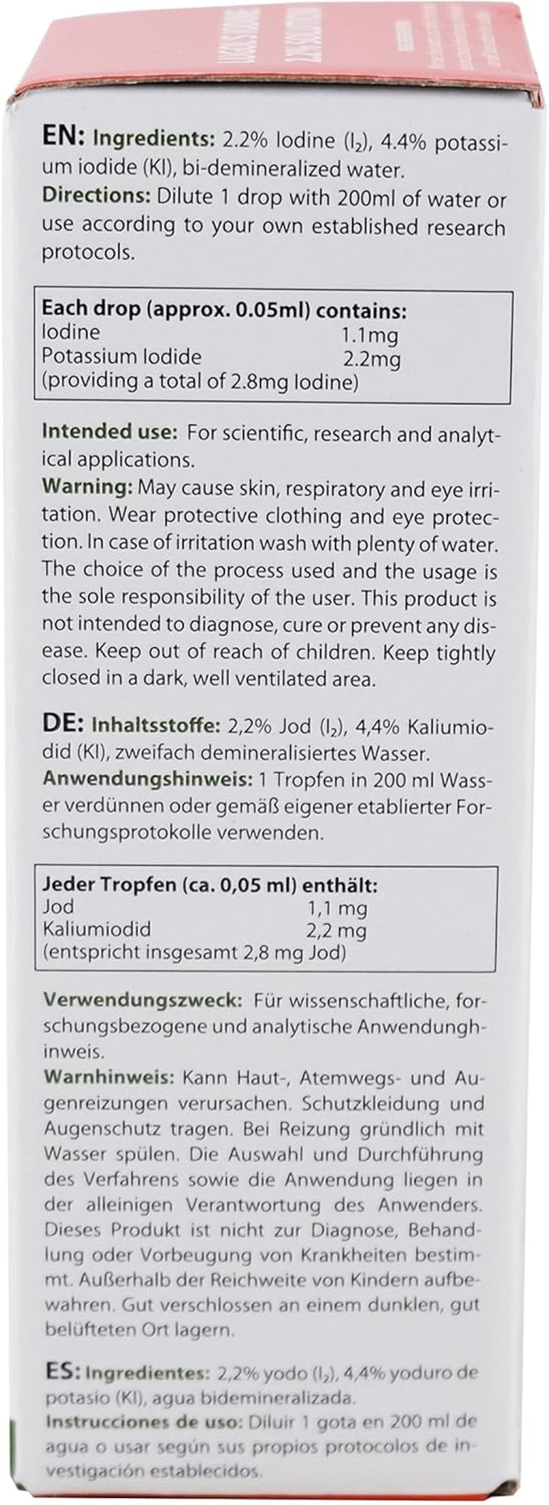 2.2% Lugol'S Iodine Solution (3.4 Fl Oz), Pharmaceutical Grade, Lugols Solution Made with Iodine and Potassium Iodide. Heiltropfen&reg; image number 4