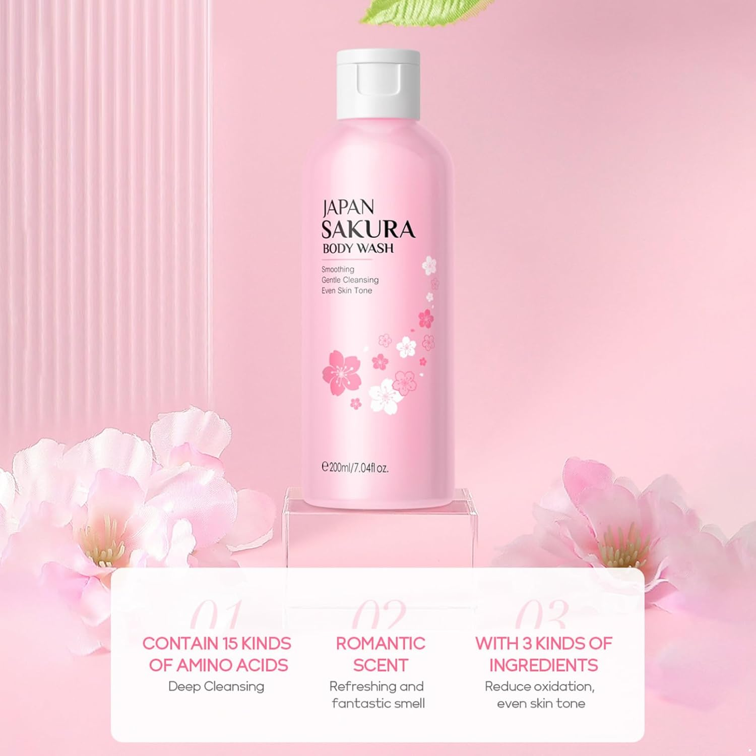 Loodgao Gentle Hydrating Body Wash for Women and Girls 200ML Cherry Blossom Shower Gel Moisturizes and Softens Skin with Natural Fragrance Pink One Size image number 6