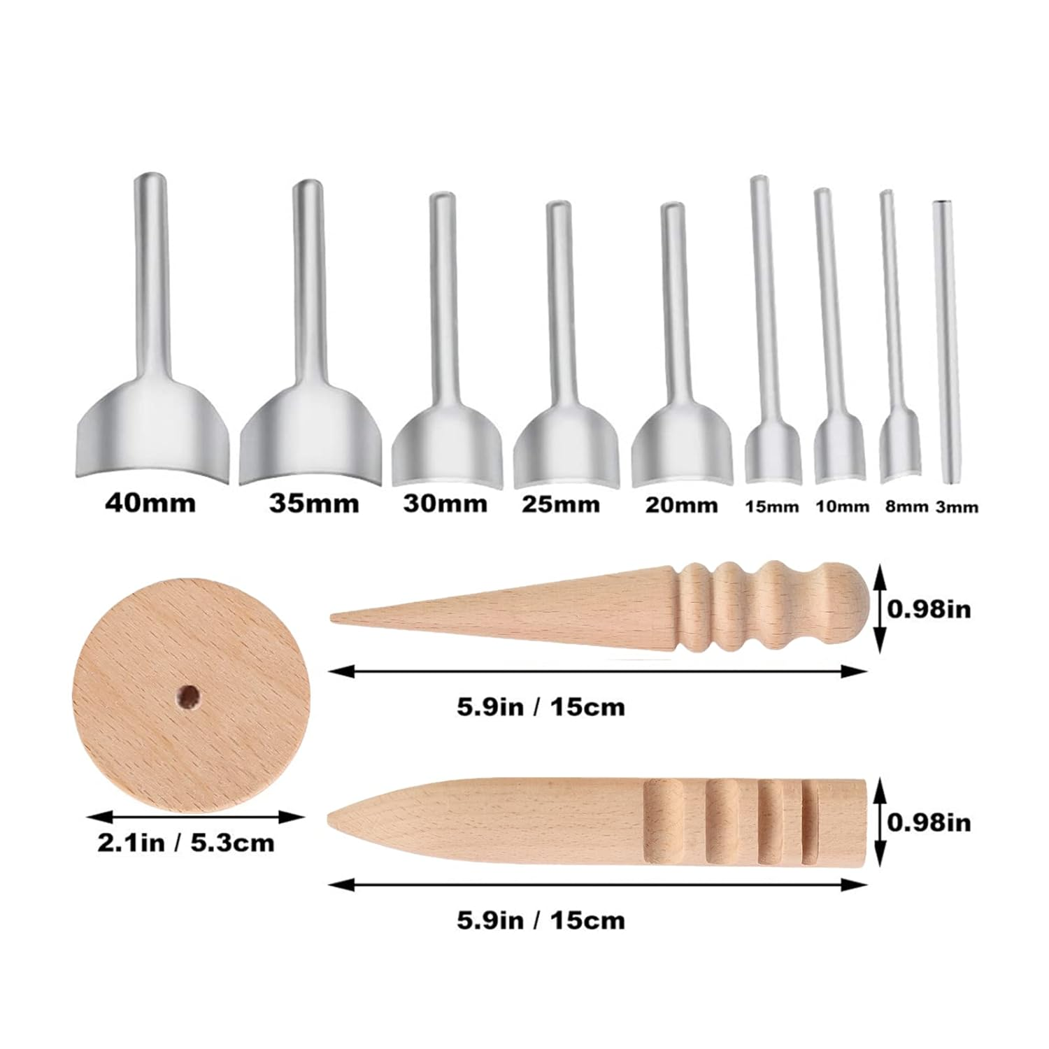 Mosegor 9 PCS Half-Round Cutter Punch with 3 PCS Wood Slicker Burnishes Leather Craft Tools Leather Hole Punch for Crafting Strap Belt Wallet and Bag image number 1