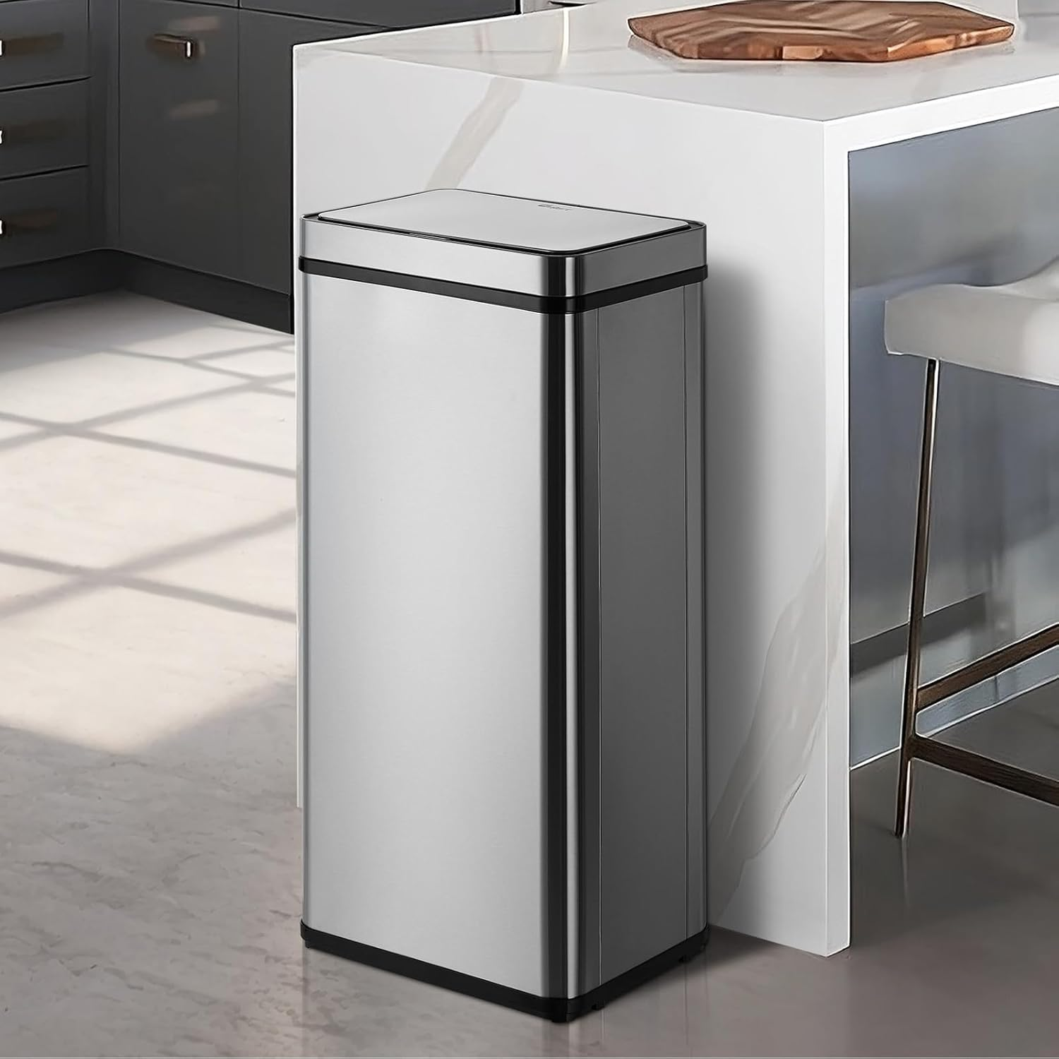 Oikiture 75L Motion Sensor Bin Automatic Touchless Rubbish Bin with Dual Operation Modes Stainless Steel Trash Can with Soft Close Lid Deodoriser Hands Free Waste Bin for Kitchen Home Office Silver image number 5