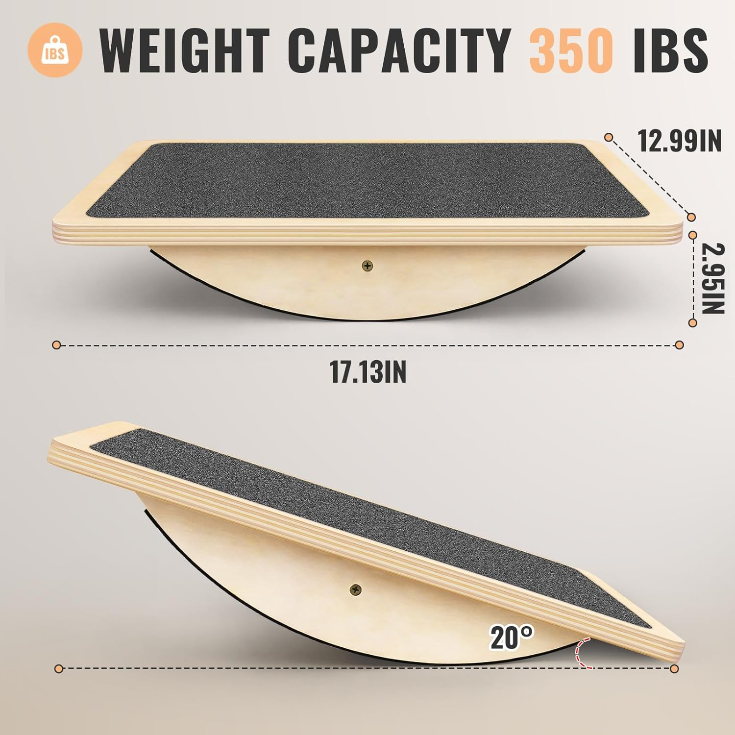 Balance Board Professional Wobble Board for Adults Anti-Slip 350LBS Balance Boards for Physical Therapy Standing Desk Core Strength Wooden Balance Board Rocker Board image number 2