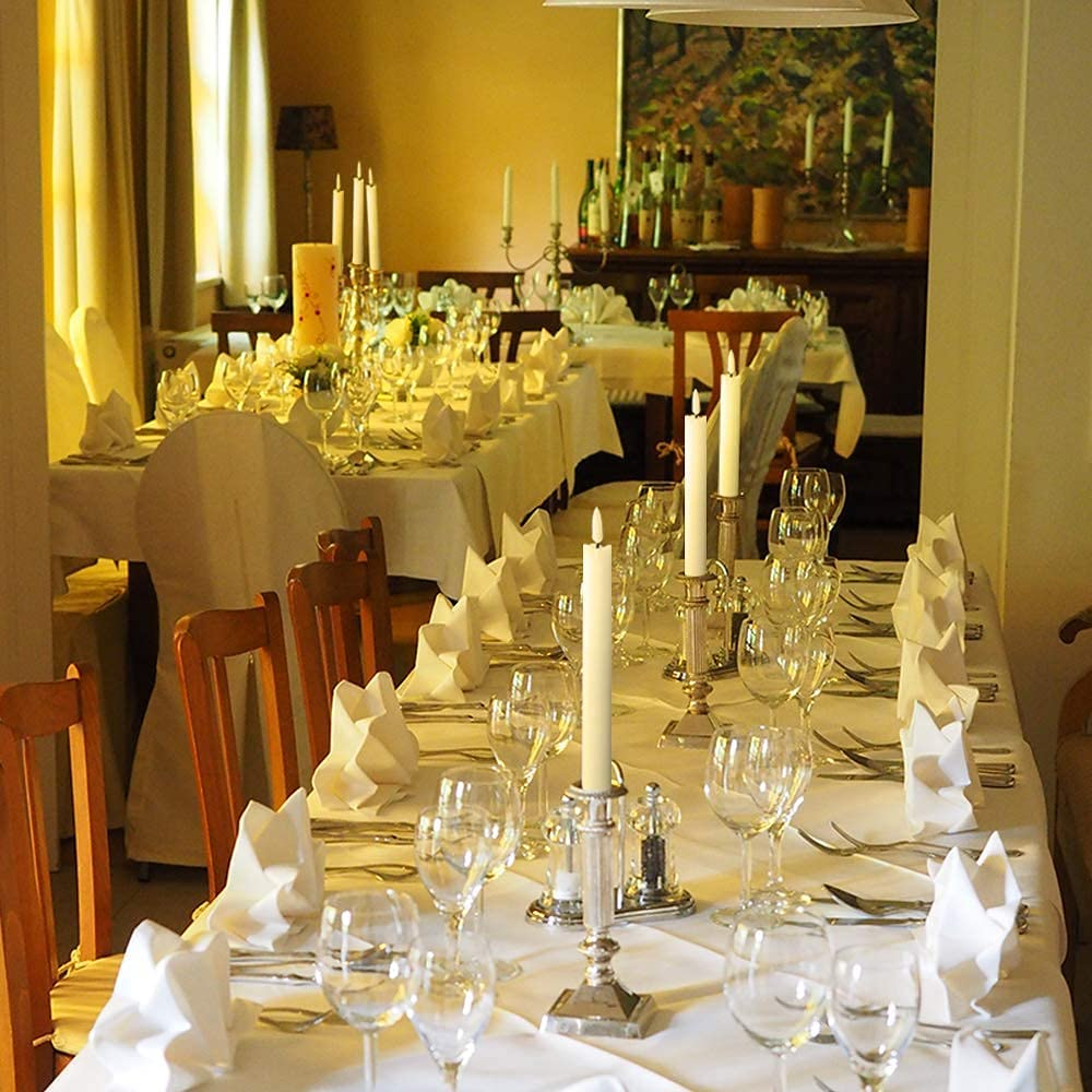 Genswin Flameless White Taper Candles Flickering with 10-Key Remote, Battery Operated Led Warm 3D Wick Light Window Candles Real Wax Pack of 6, Christmas Home Wedding Decor(0.78 X 9.64 Inch) image number 1