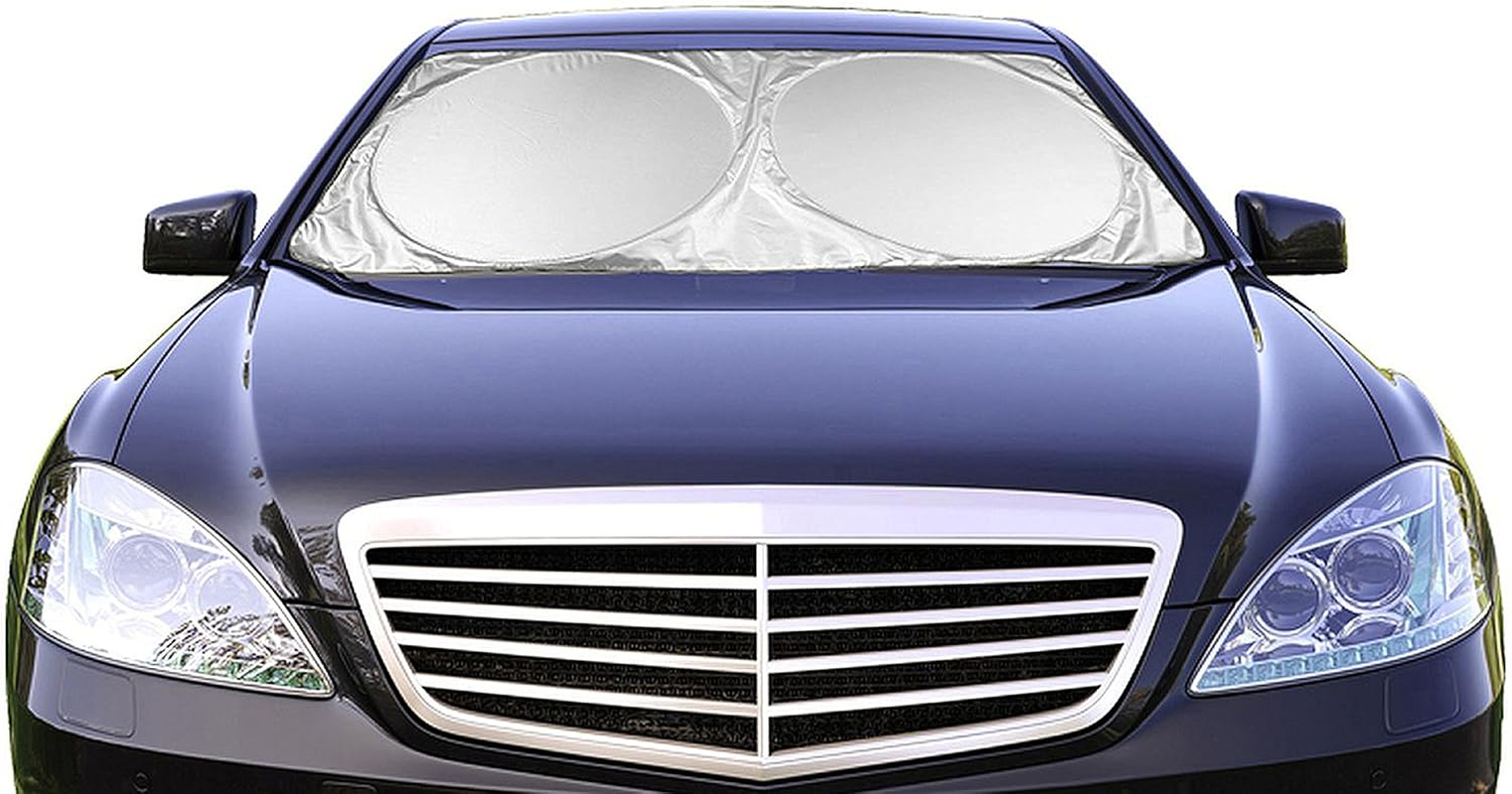 Car Windshield Sunshade (59" X 31.5") UV Protector Shields Auto & Keeps Vehicle Cooler - Easy to Use Pop up Car Sun Shade for Standard Size Front Windshields image number 4