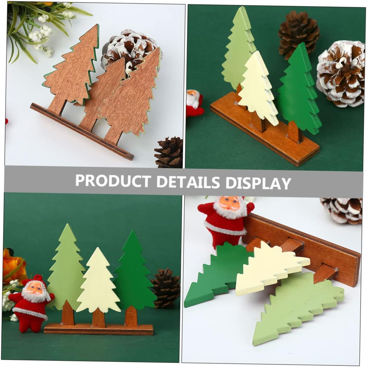Artificial Pine Tree Wooden Christmas Tree Decor Portable Reusable Ornaments image number 3