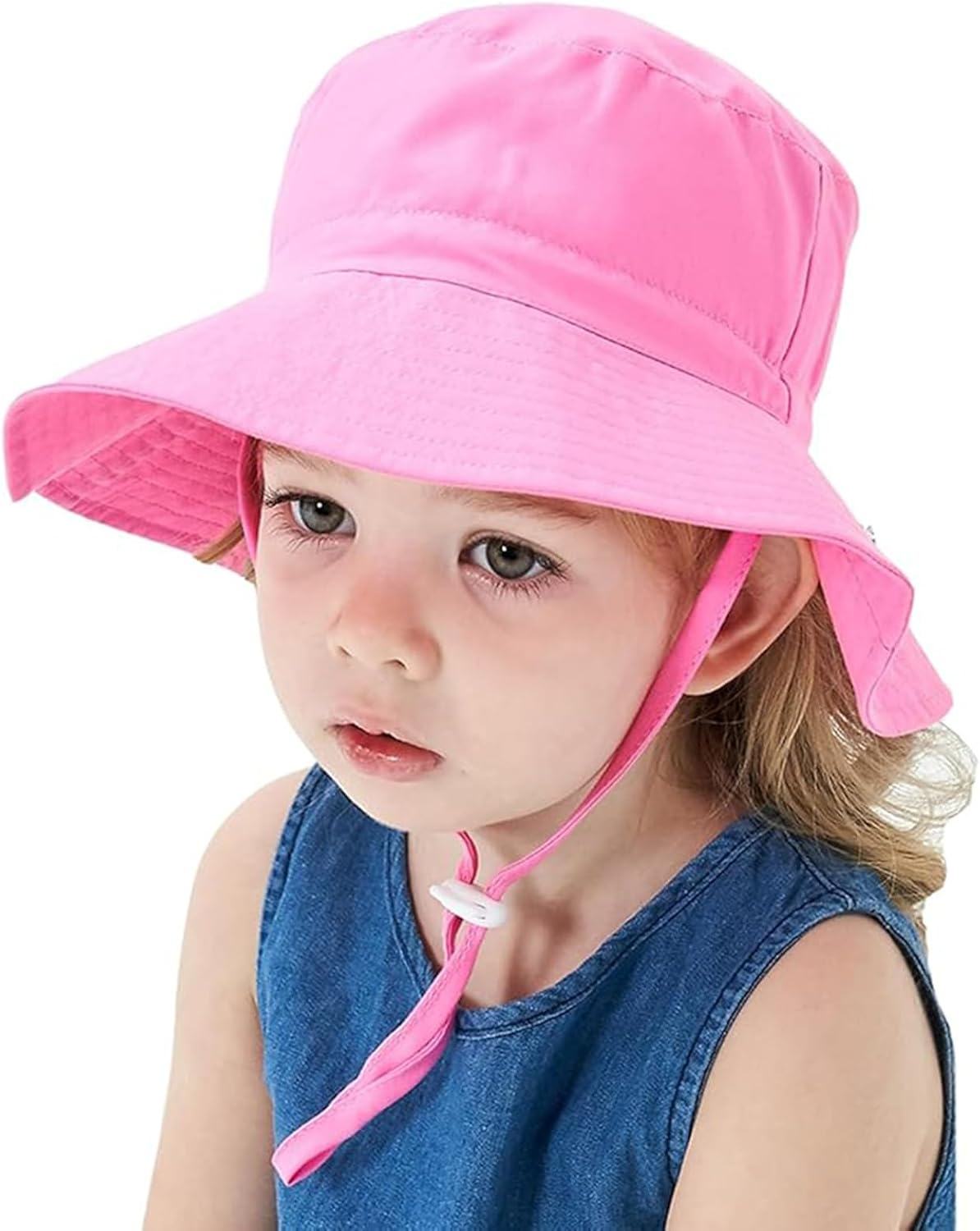 AIJOY Baby Sun Hat Adjustable - 2Pcs Toddler Kids Wide Brim Bucket UPF 50+ Summer Play Hat with Chin Strap (Ages 2-6) image number 3