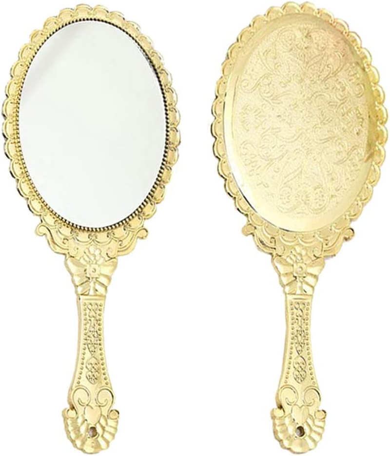 Handheld Vanity Makeup Mirror Decorative Vintage Cosmetic Mirror Hand Held Travel Mirrors