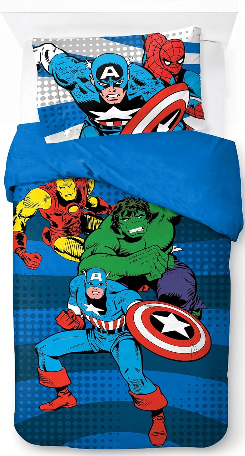 Jay Franco Marvel Spiderman Hero Power 100% Cotton Single Duvet Cover Set - Includes 50 X 70 Cm Pillowcase