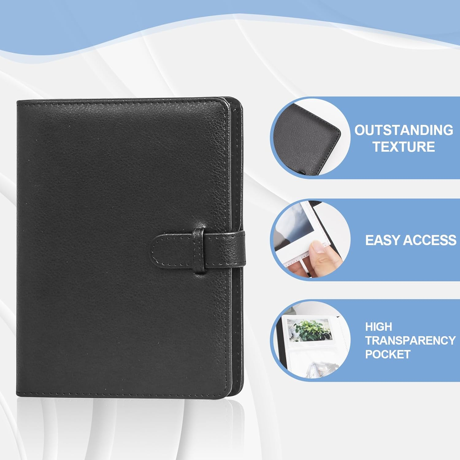 80 Pocket Photo Album 3.5 X 4.5 Inch Camera Film Storage, for Polaroid Cameras, for Fujifilm Instax Wide 400/300/210 Slip in Photo Book Album 20-Page Holds 80 Pictures-Black