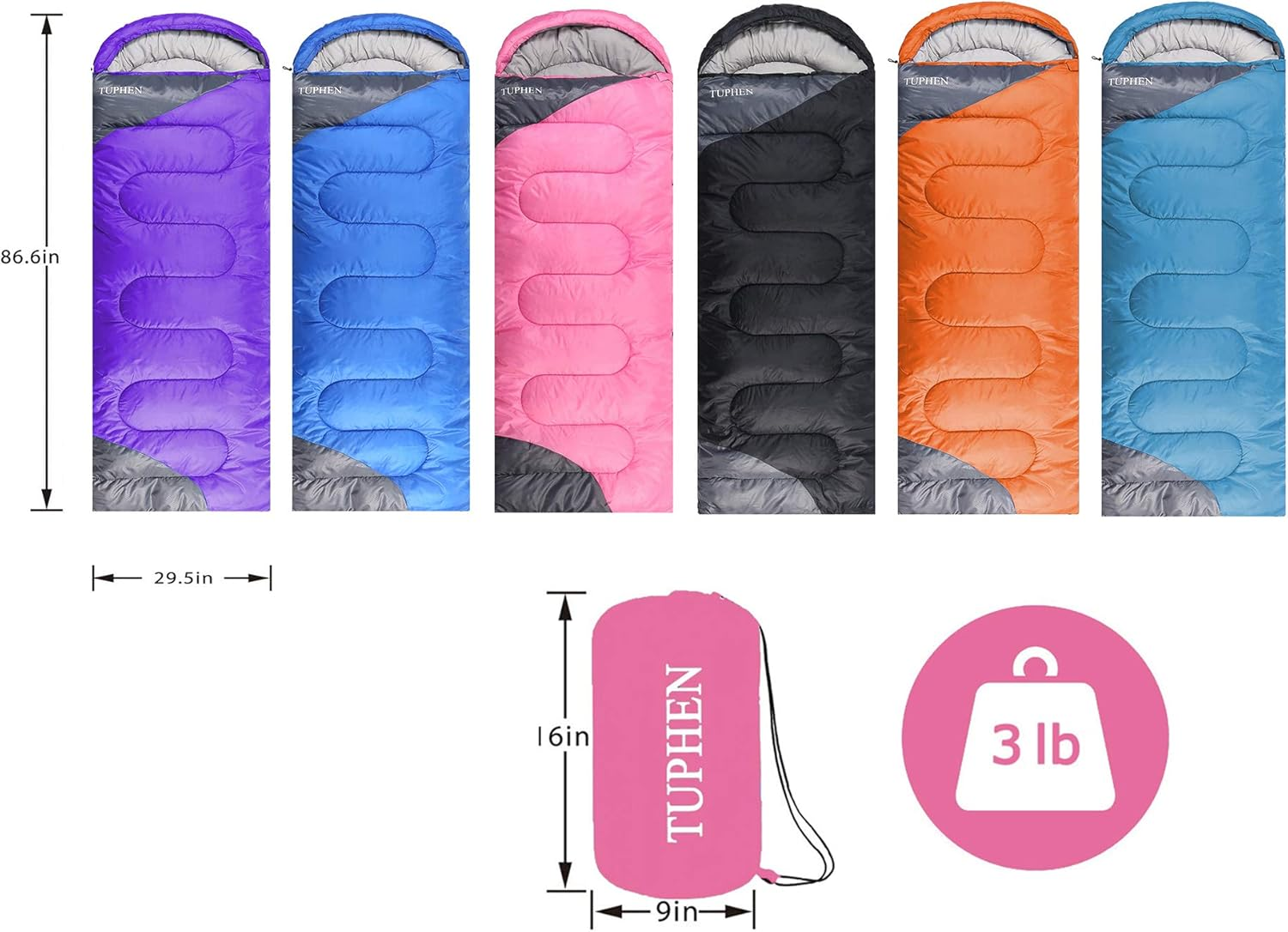 Kids Sleeping Bags - Camping Sleeping Bags with Carry Bag - Compact Sleeping Bag for Hiking, Backpacking 3 Season Warm & Cool Weather, Lightweight Waterproof Outdoor Travel for Boys Girls image number 4