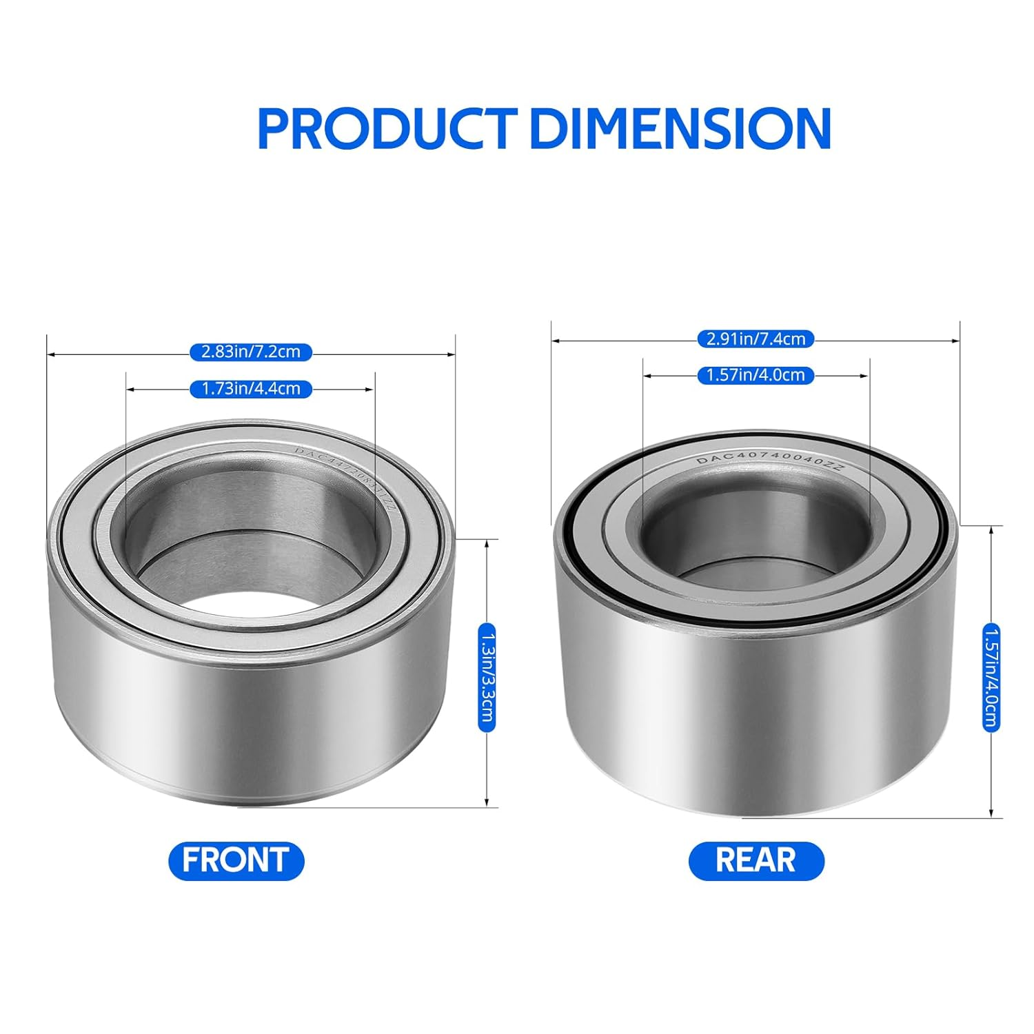 Front & Rear Wheel Bearings for Polaris RZR Ranger ACE Brutus PRO XD Heavy Duty, OEM# 3515090 3514699 3585502 3514635 3514917 image number 4