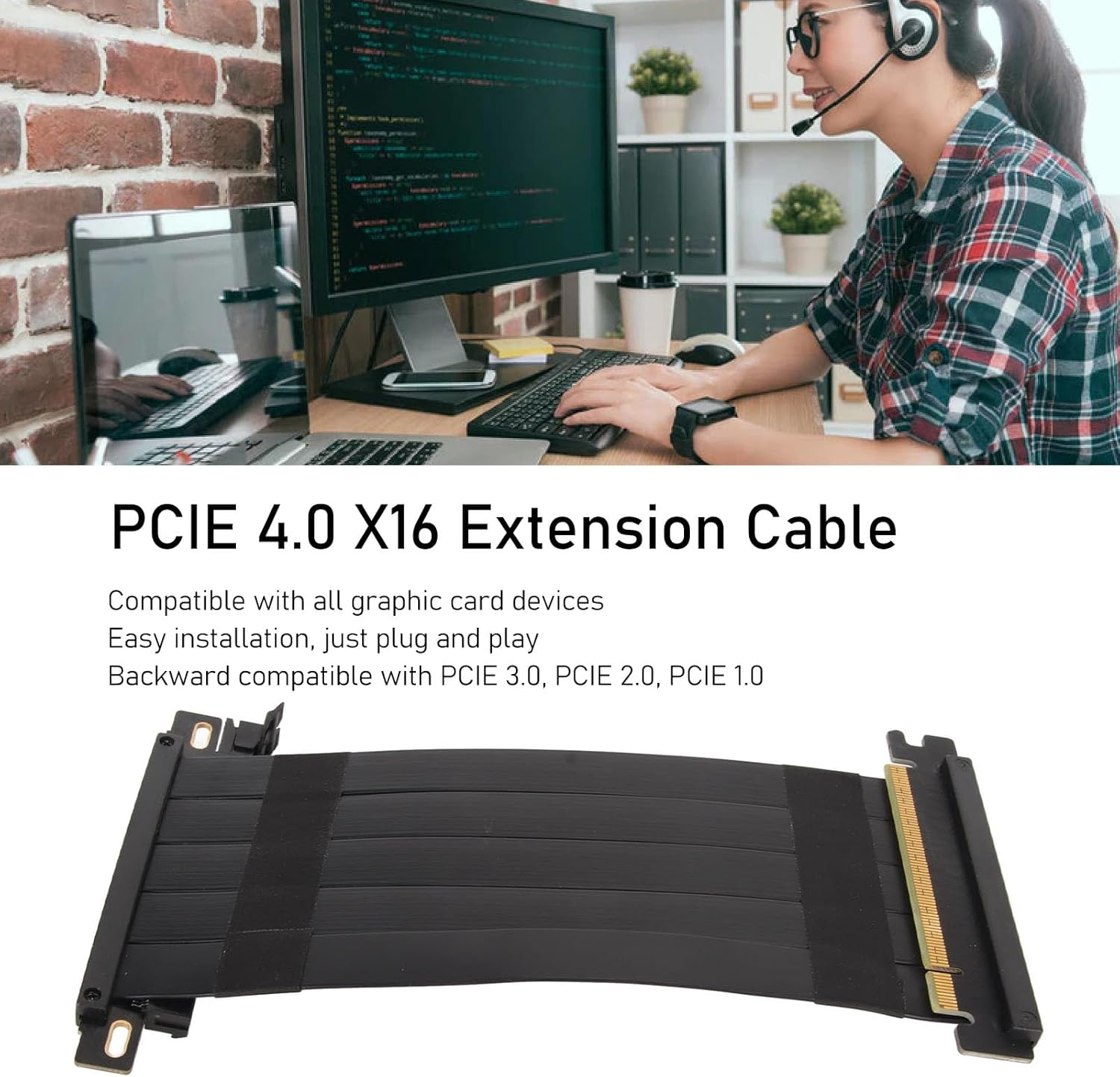 Pcie 4.0 X16 Riser Cable, High Speed Extension Cable Flexible Double Sided 180 Degree GPU Extension Cable for RTX 4090 for RX 7900 XT, Pcie 4.0 and Older Compatible, 20Cm-60Cm