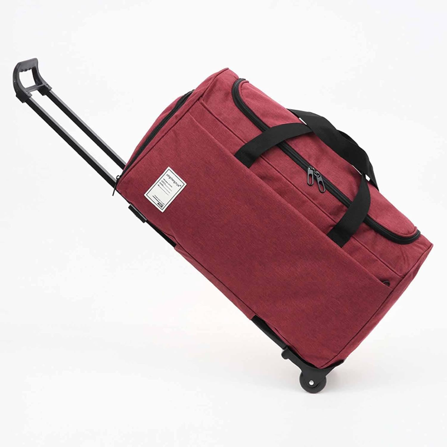 Baotyjie Rolling Duffel Bag Travel Bag Portable for Men Women Storage Camping Suitcase Waterproof Oxford Cloth Travel Luggage Foldable, Red