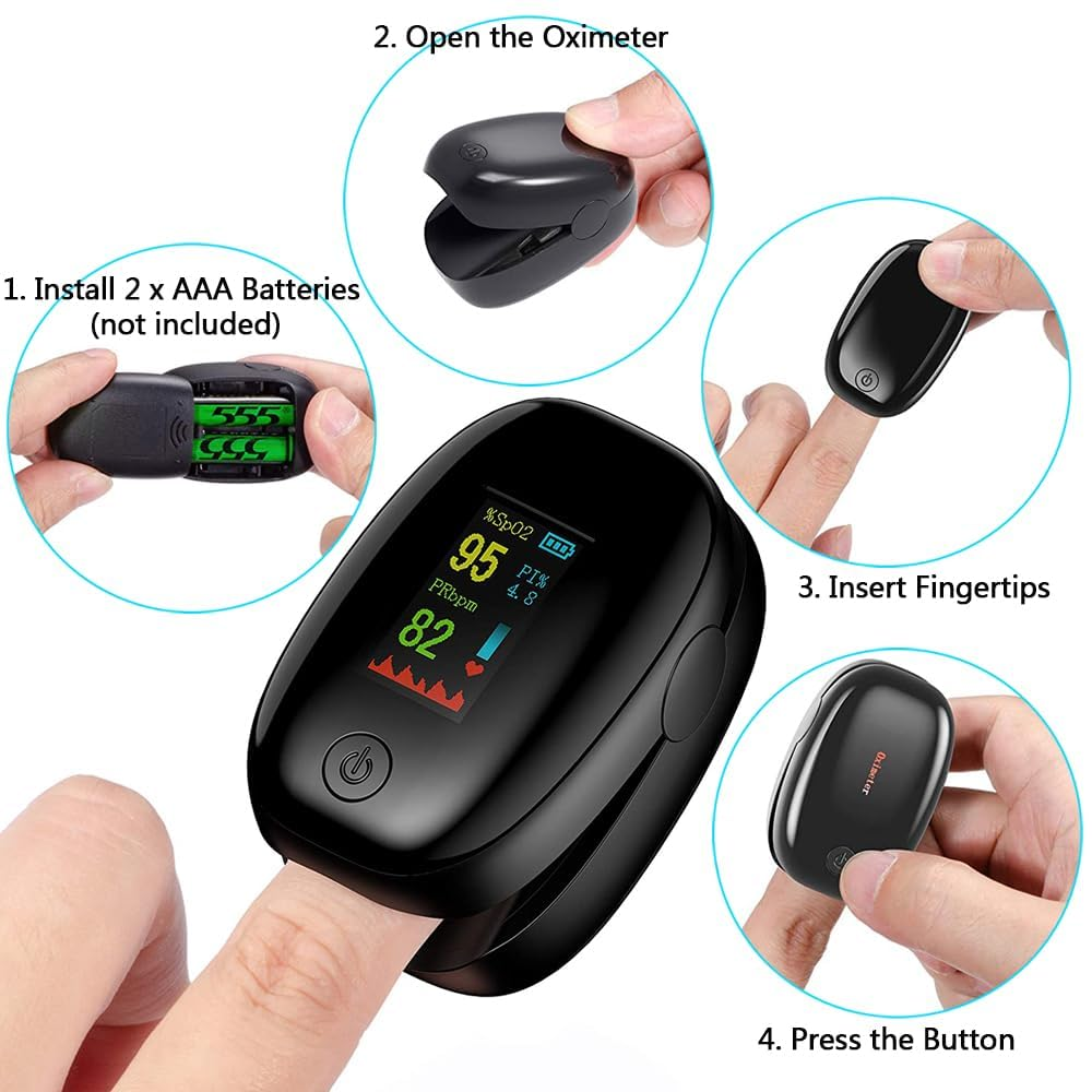 Finger Pulse Oximeter, IGGDOQI Blood Oxygen Monitor Pulse Rate Monitor with Color Screen LCD, Spo2 Reading Meter & Pulse Rate Monitor for Adult and Child (White) image number 4